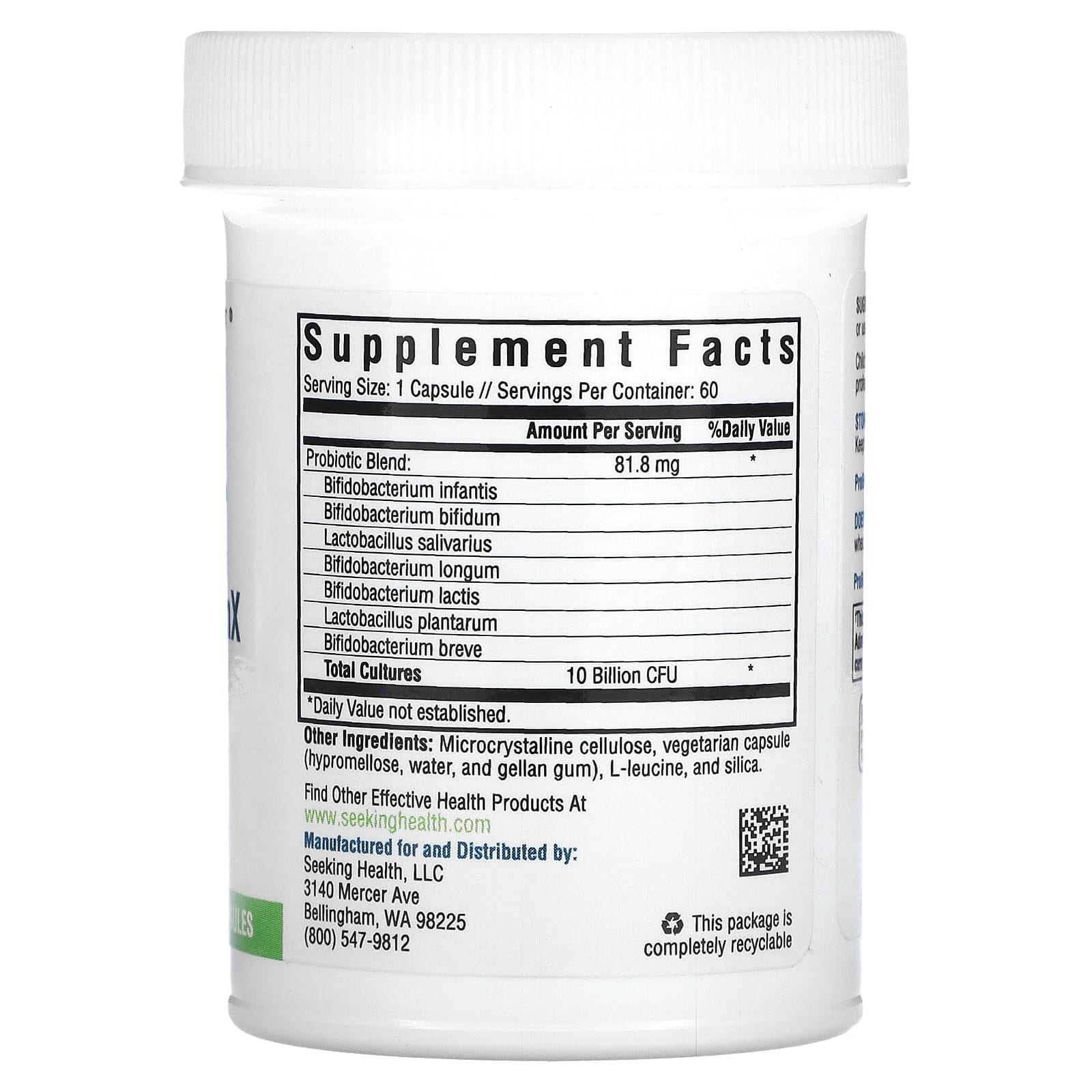 Seeking Health, ProBiota HistaminX, 10 млрд КОЕ, 60 кислотостойких вегетарианских капсул