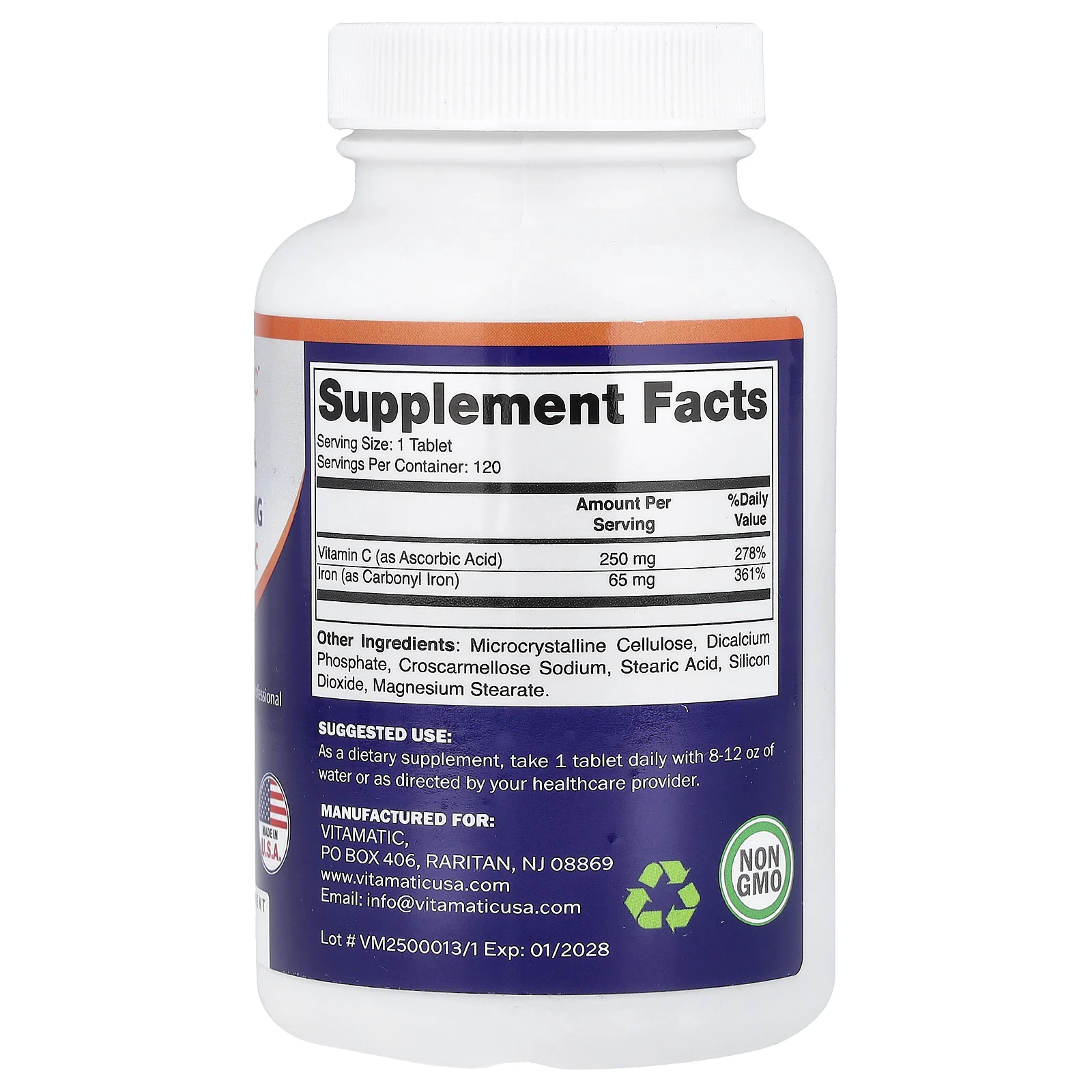 Vitamatic, карбонил железо с витамином C, 120 таблеток