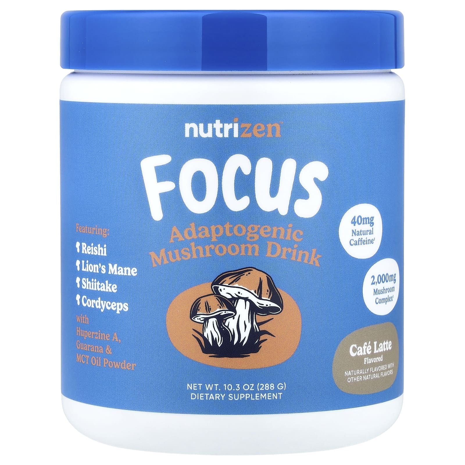 Nutricost, NutriZen™, Focus, адаптогенный грибной напиток, со вкусом кофе латте, 288 г (10,3 унции)