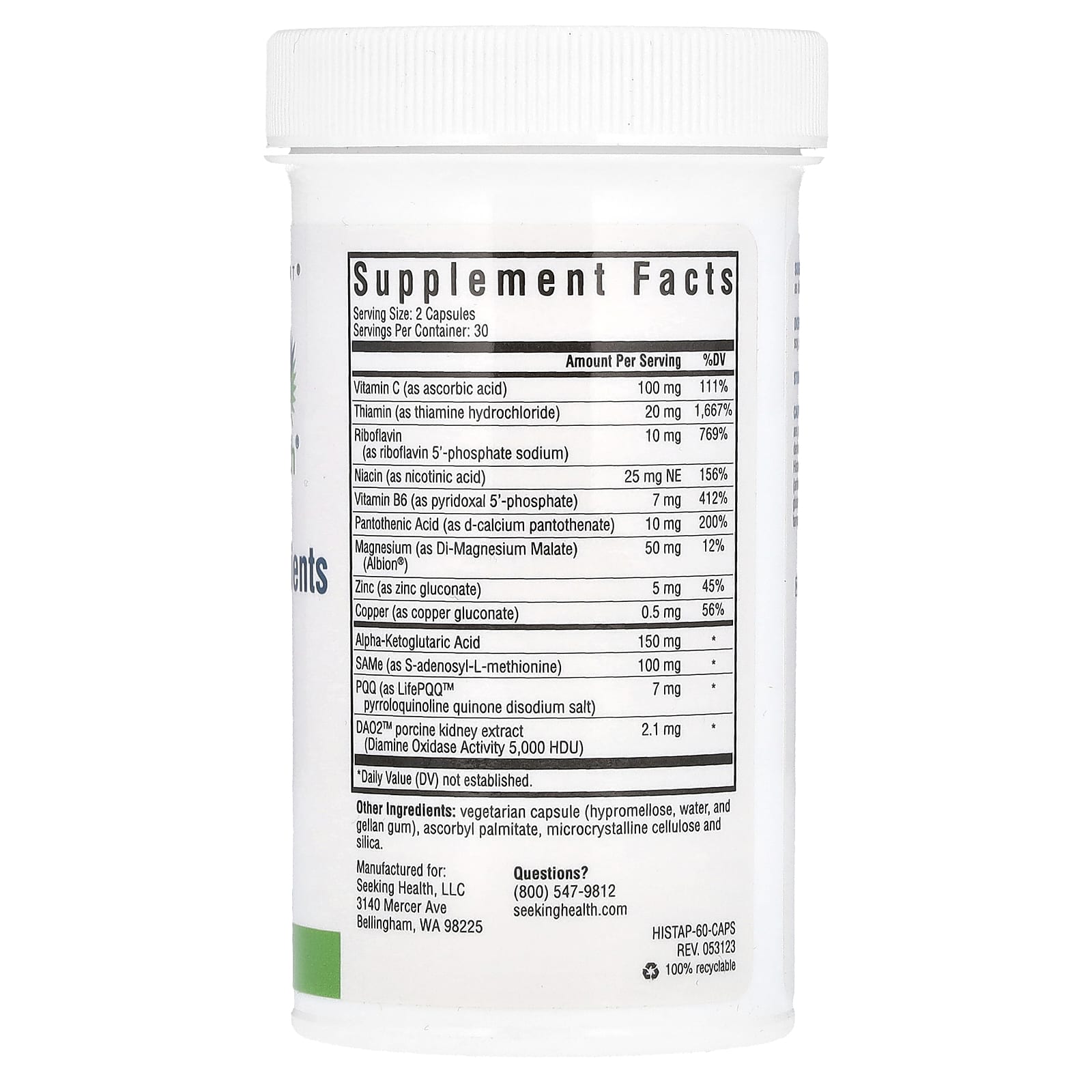 Seeking Health, питательные вещества для гистамина, 60 капсул