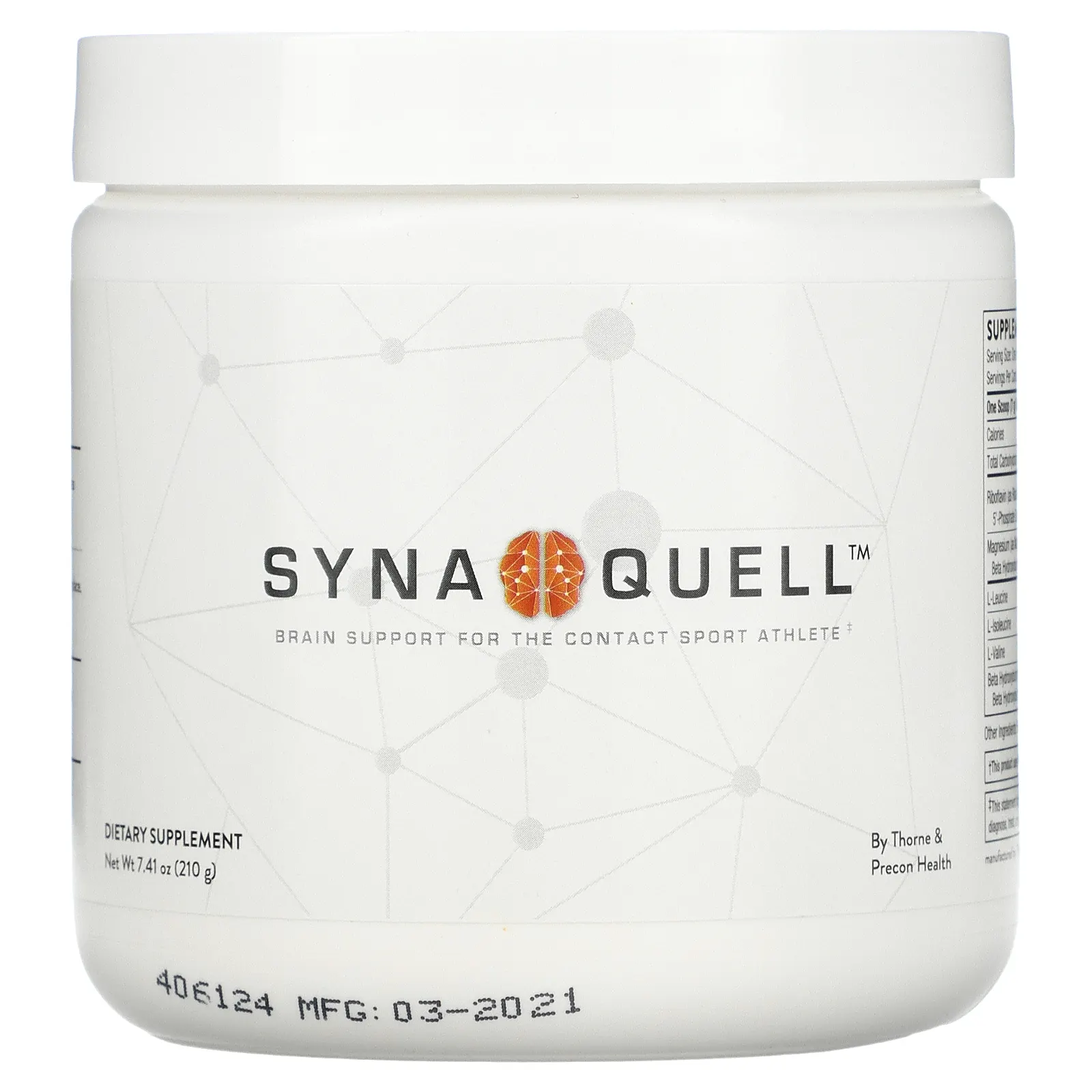 Thorne, Synaquell, поддержка мозга для спортсменов, занимающихся контактными видами спорта, 210 г (7,41 унции)