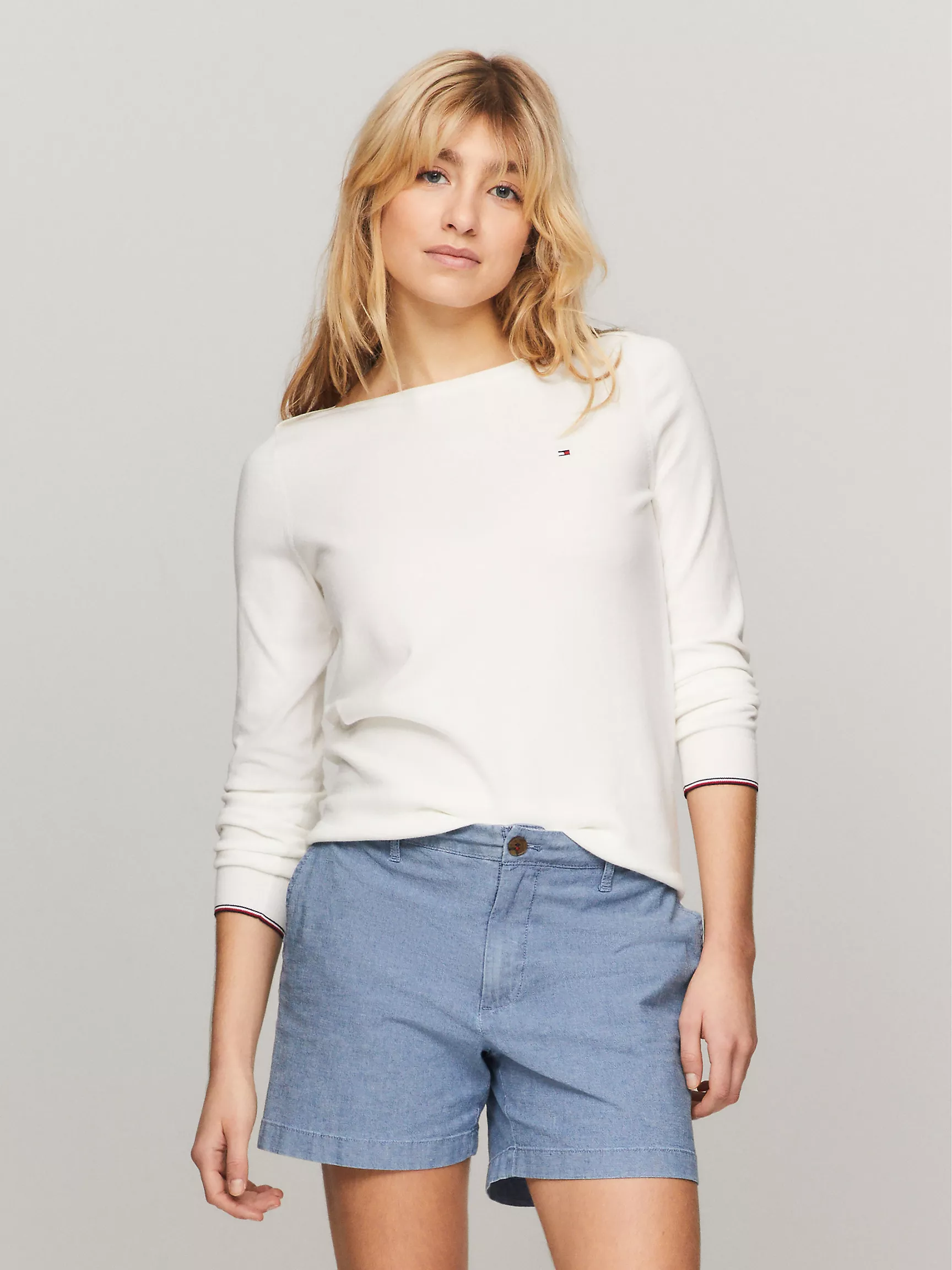 Женский свитер Tommy Hilfiger, Однотонный свитер с вырезом "лодочка"