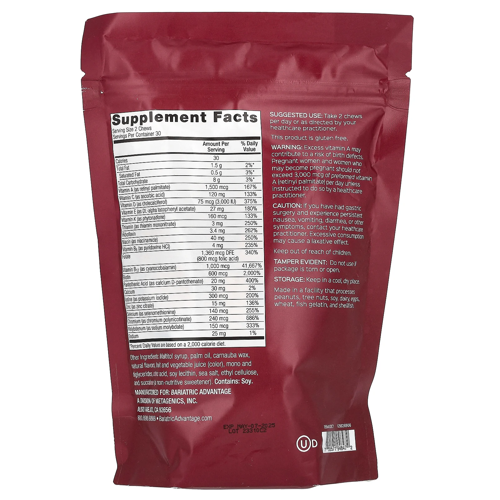 Bariatric Advantage, Multi Chewy Bite, тропический апельсин, 60 жевательных таблеток