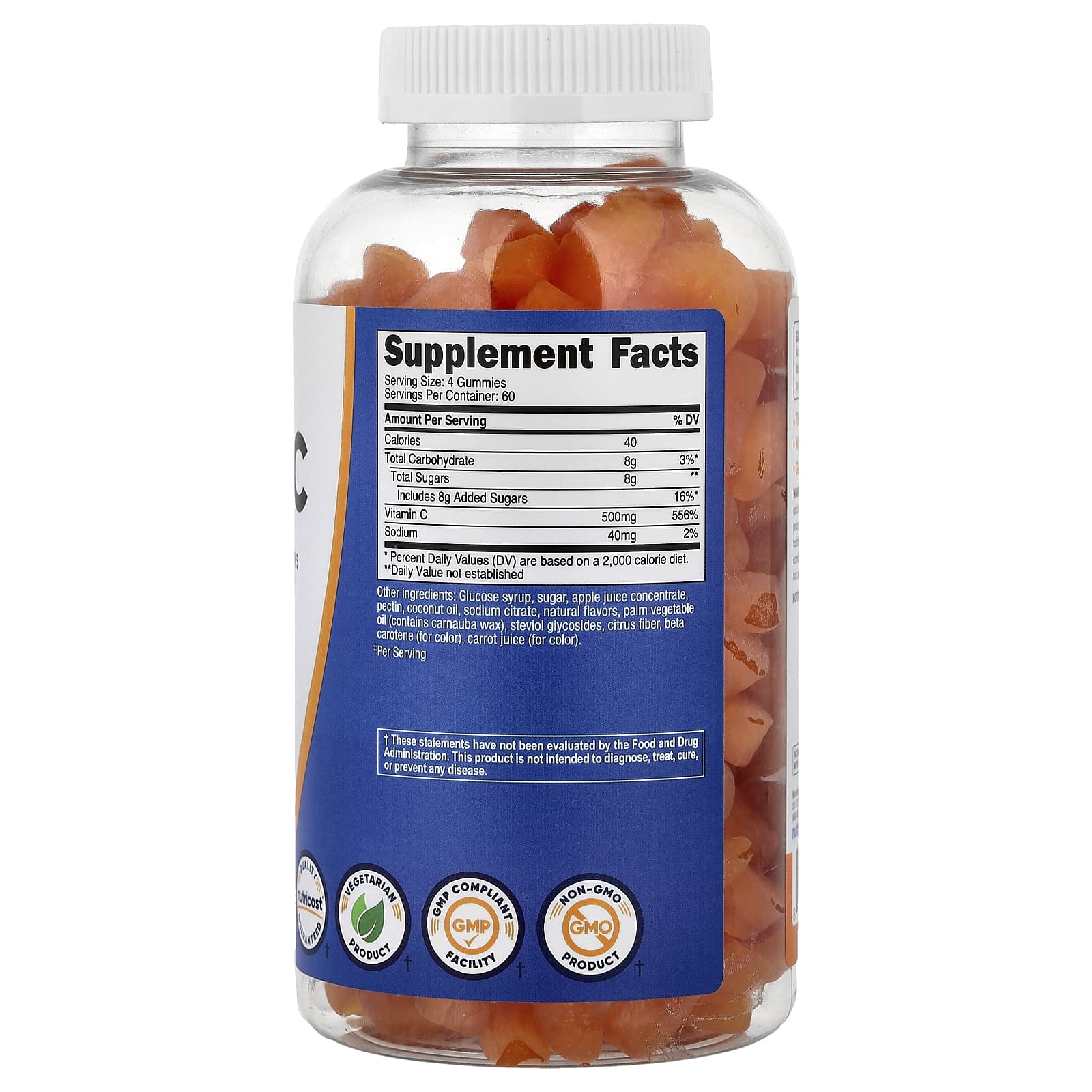 Nutricost, жевательный витамин C, со вкусом апельсина, 240 жевательных таблеток