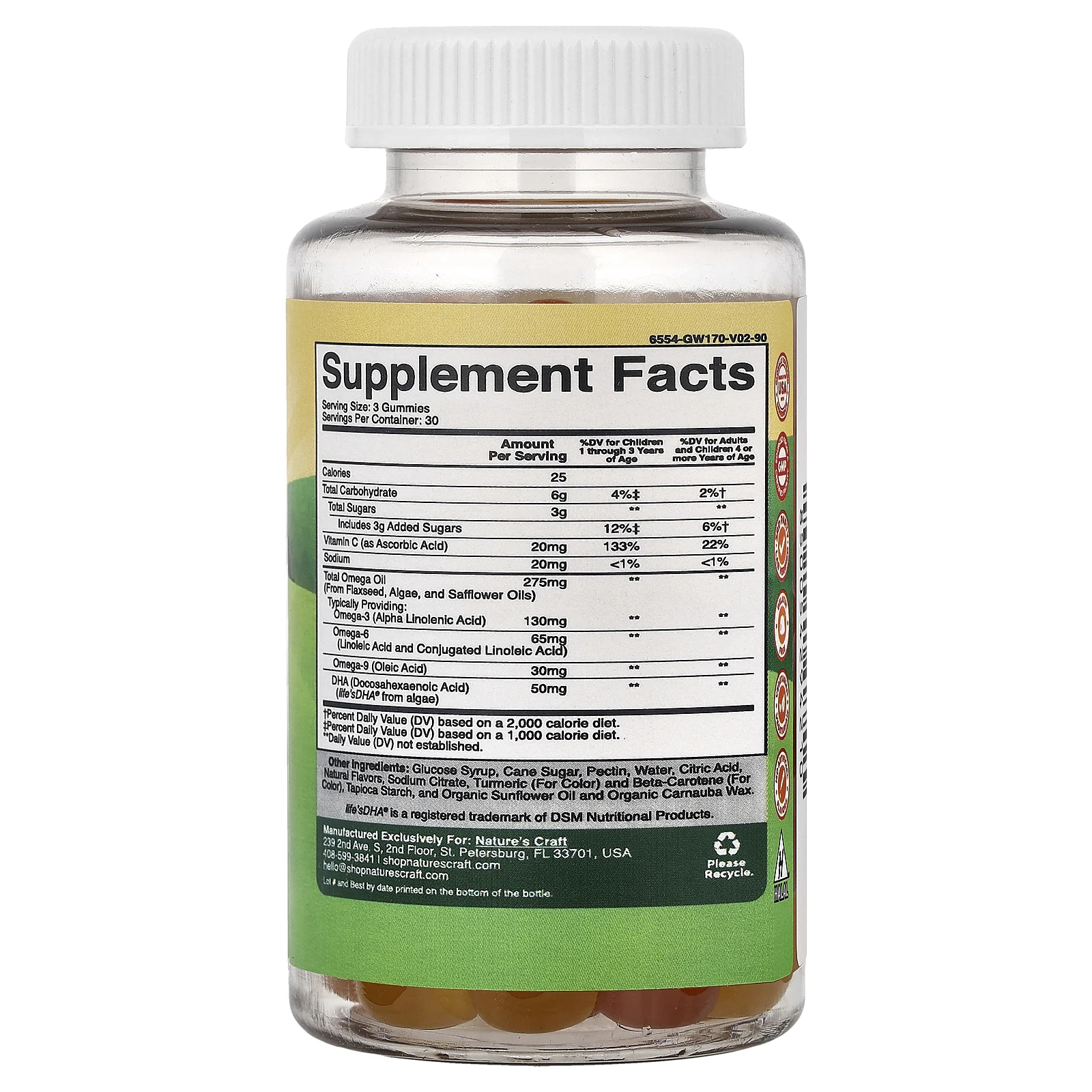 Nature's Craft, Жевательные таблетки с омега + ДГК для детей, с лимоном и апельсином, 90 жевательных таблеток