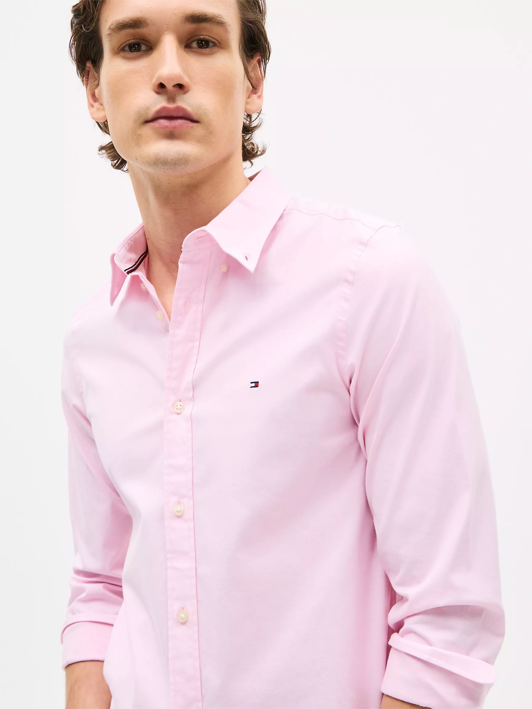 Мужская классическая рубашка Tommy Hilfiger, Приталенная рубашка THFlex из поплина