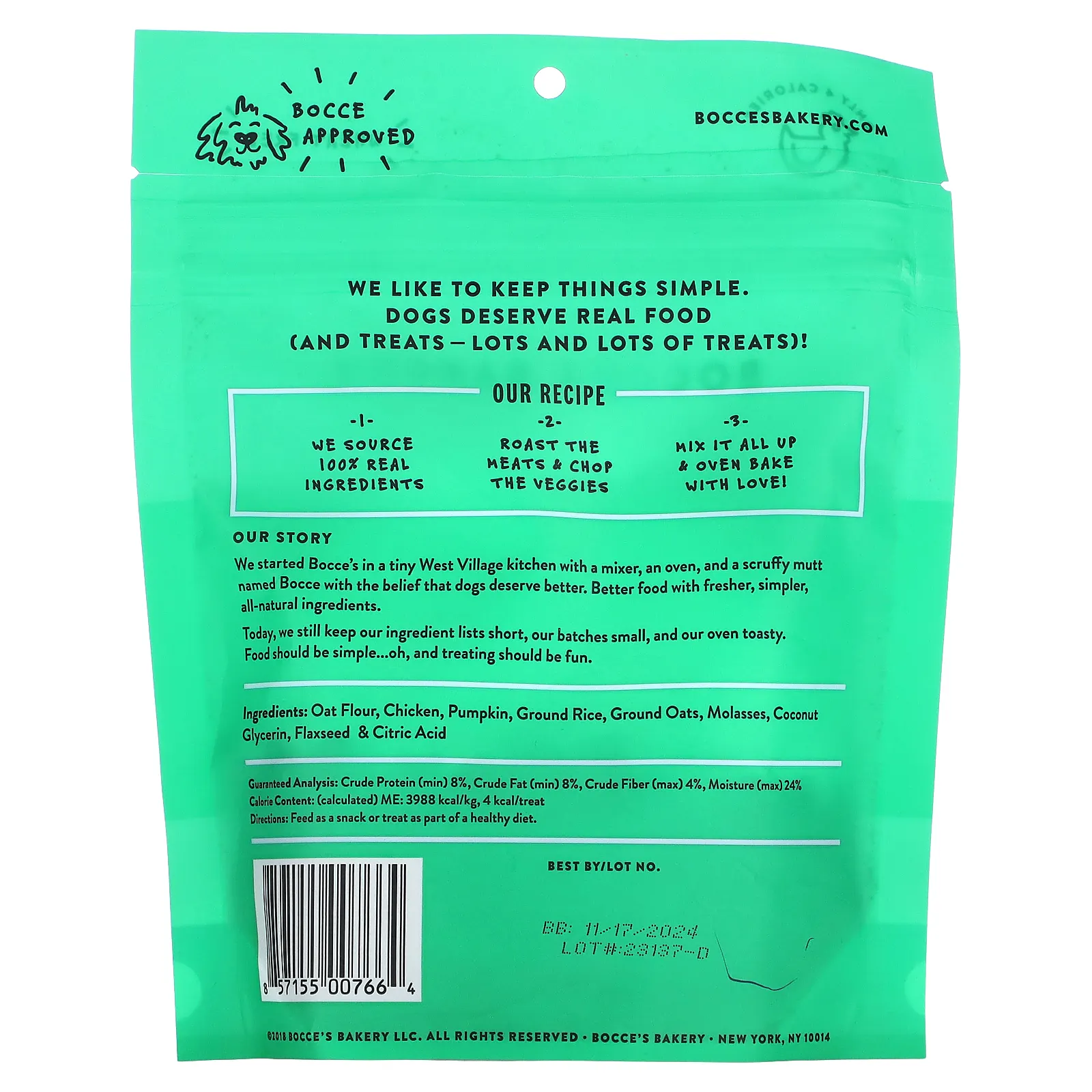 Bocce's Bakery, Sunday Roast, тренировочные перекусы, для собак, с курицей и тыквой, 170 г (6 унций)