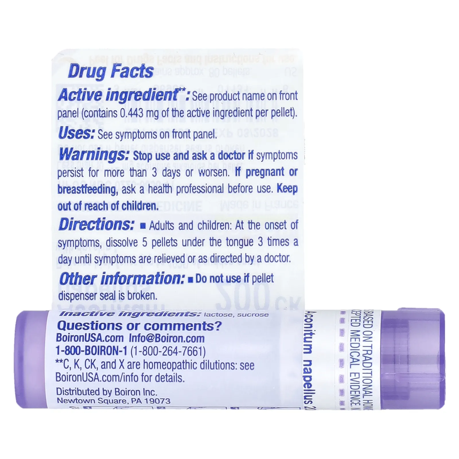 Boiron, Аконит клобучковый, 200CK, прибл. 80 гранул