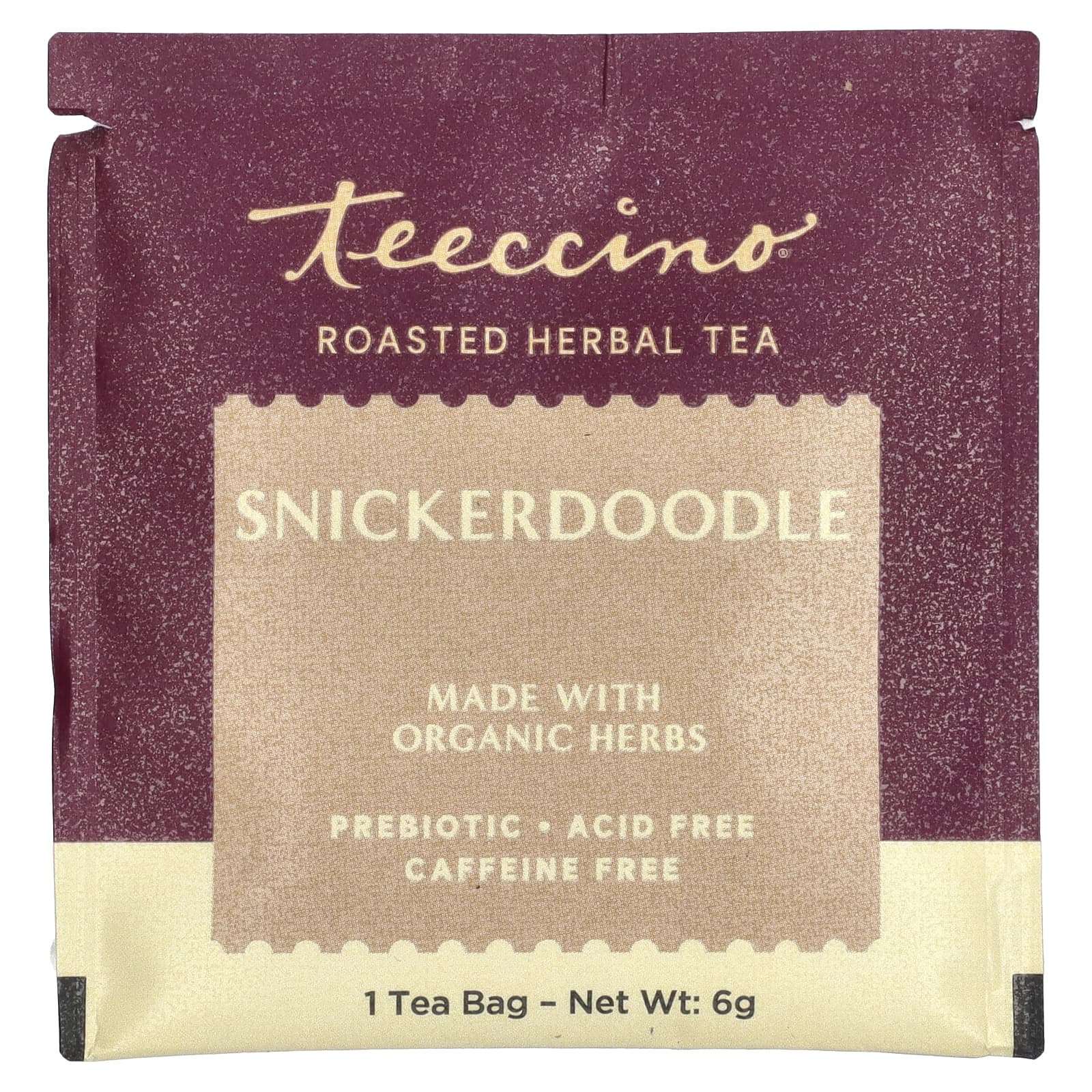 Teeccino, Жареный травяной чай, Snickerdoodle, без кофеина, 10 чайных пакетиков, 60 г (2,12 унции)