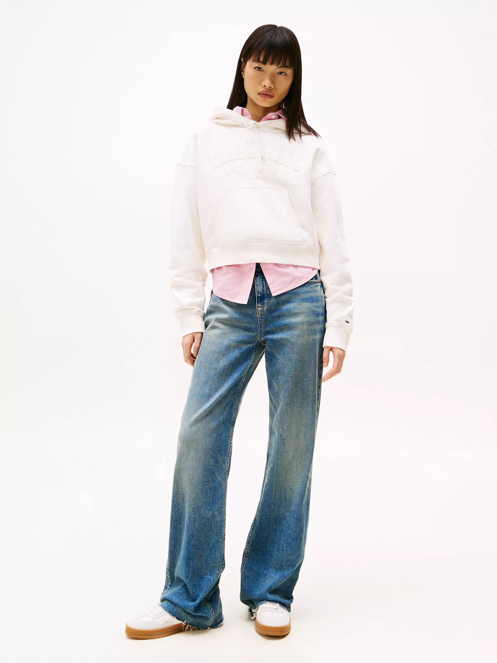 Женское худи Tommy Hilfiger, Укороченное худи с флокированным логотипом