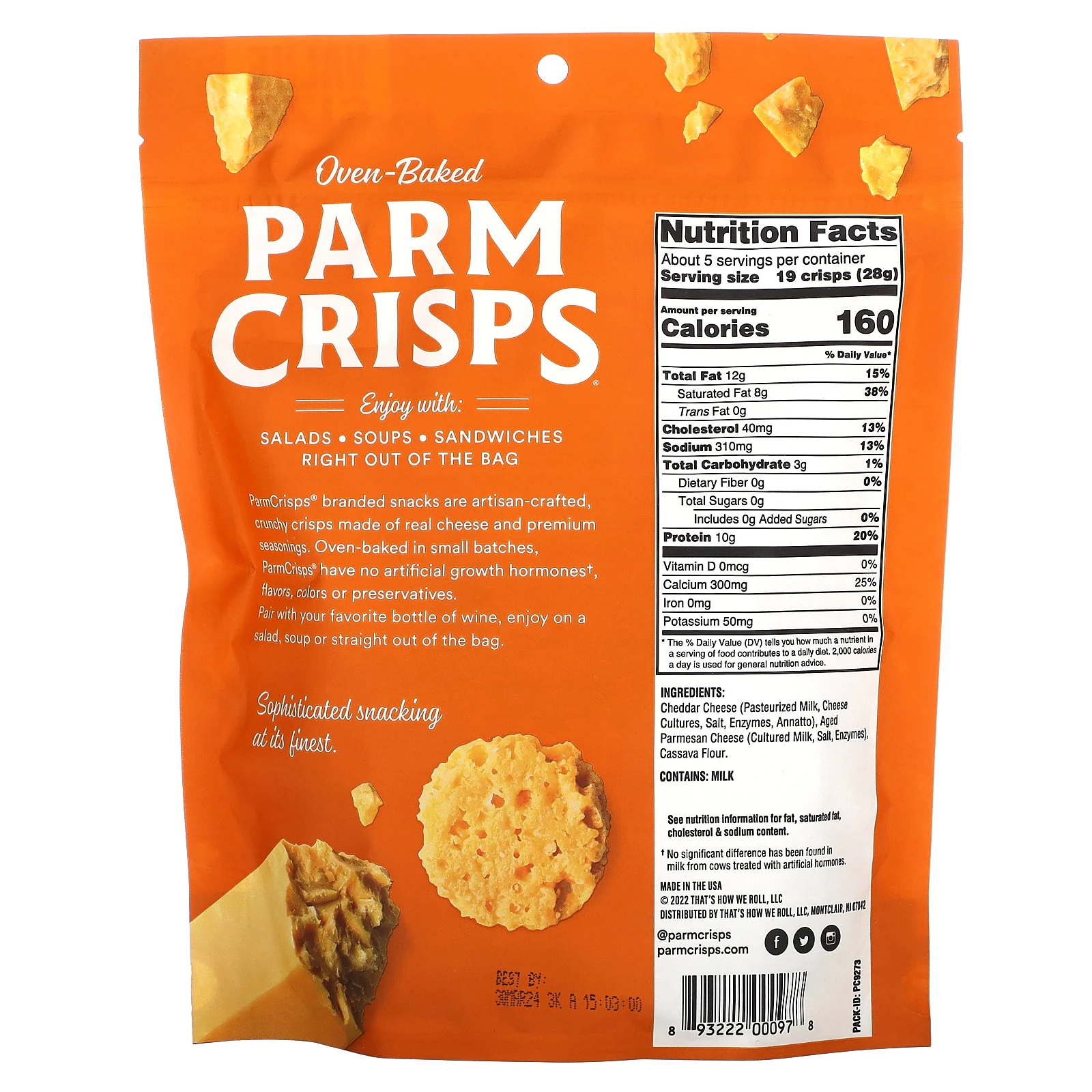 ParmCrisps, запеченный в печи, с чеддером, 142 г (5 унций)