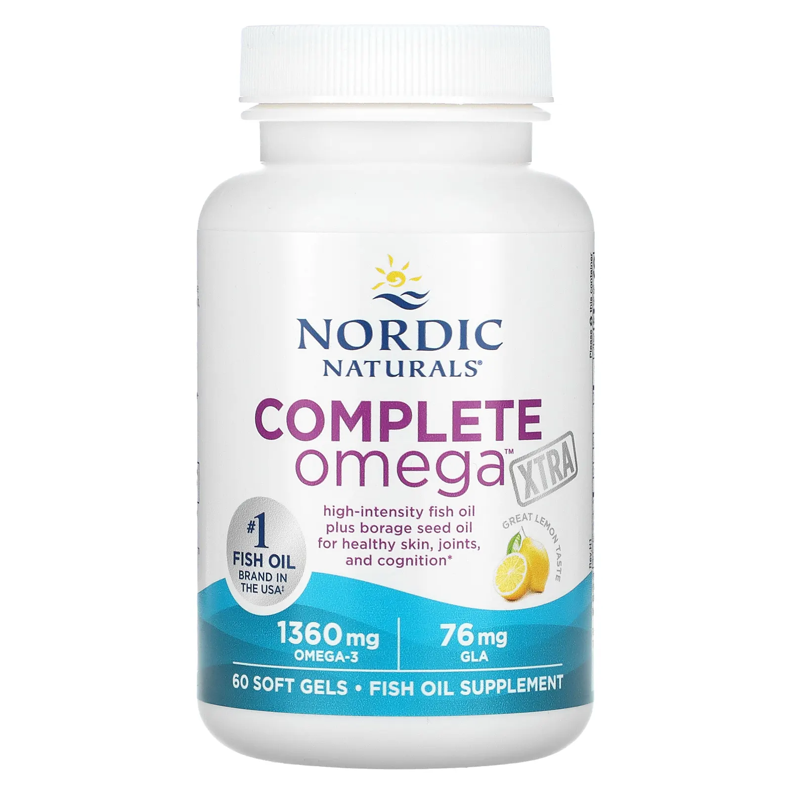 Nordic Naturals, Complete Omega Xtra, со вкусом лимона, 1360 мг, 60 капсул (680 мг в 1 капсуле)