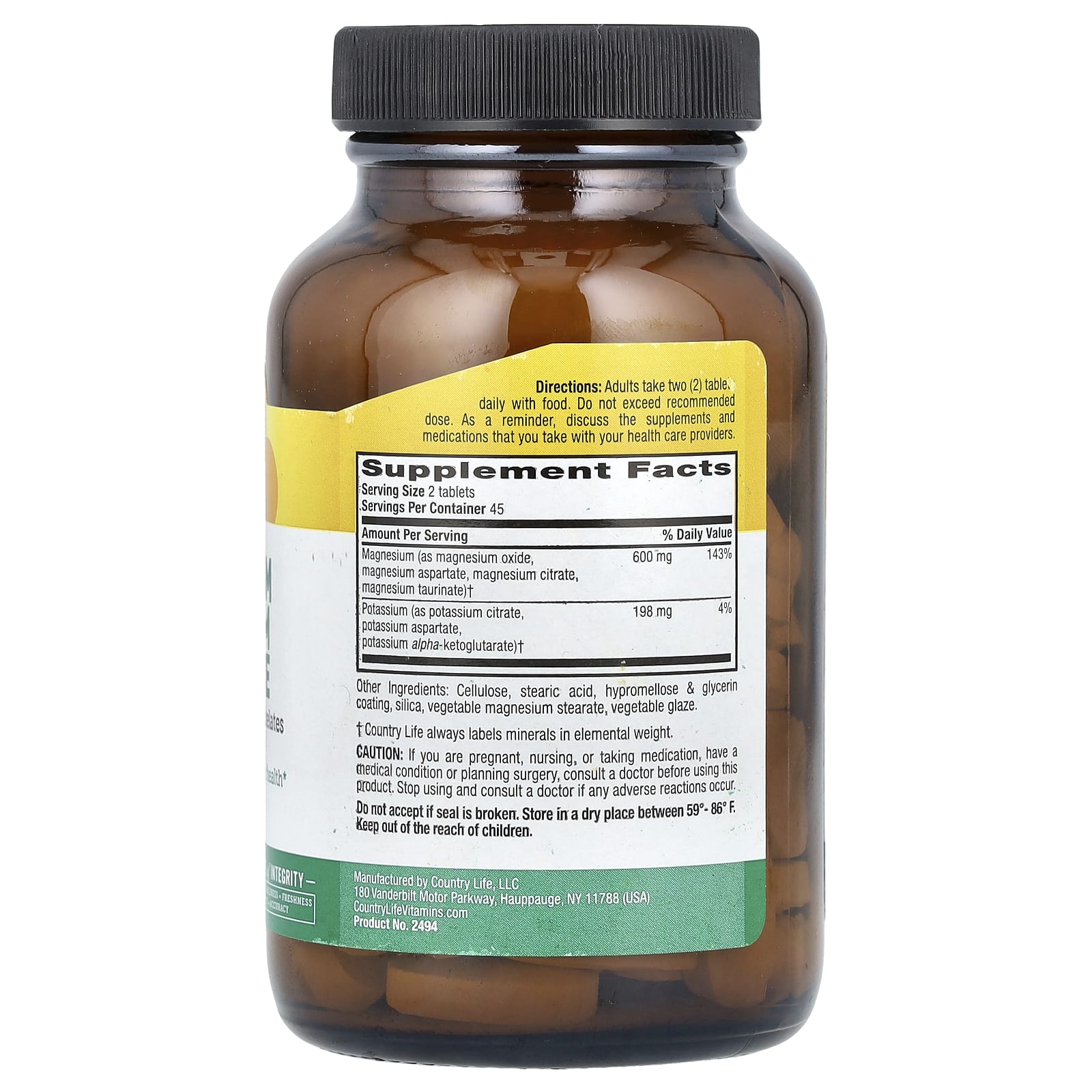 Country Life, Target-Mins, магний, калий, аспартат, 90 таблеток