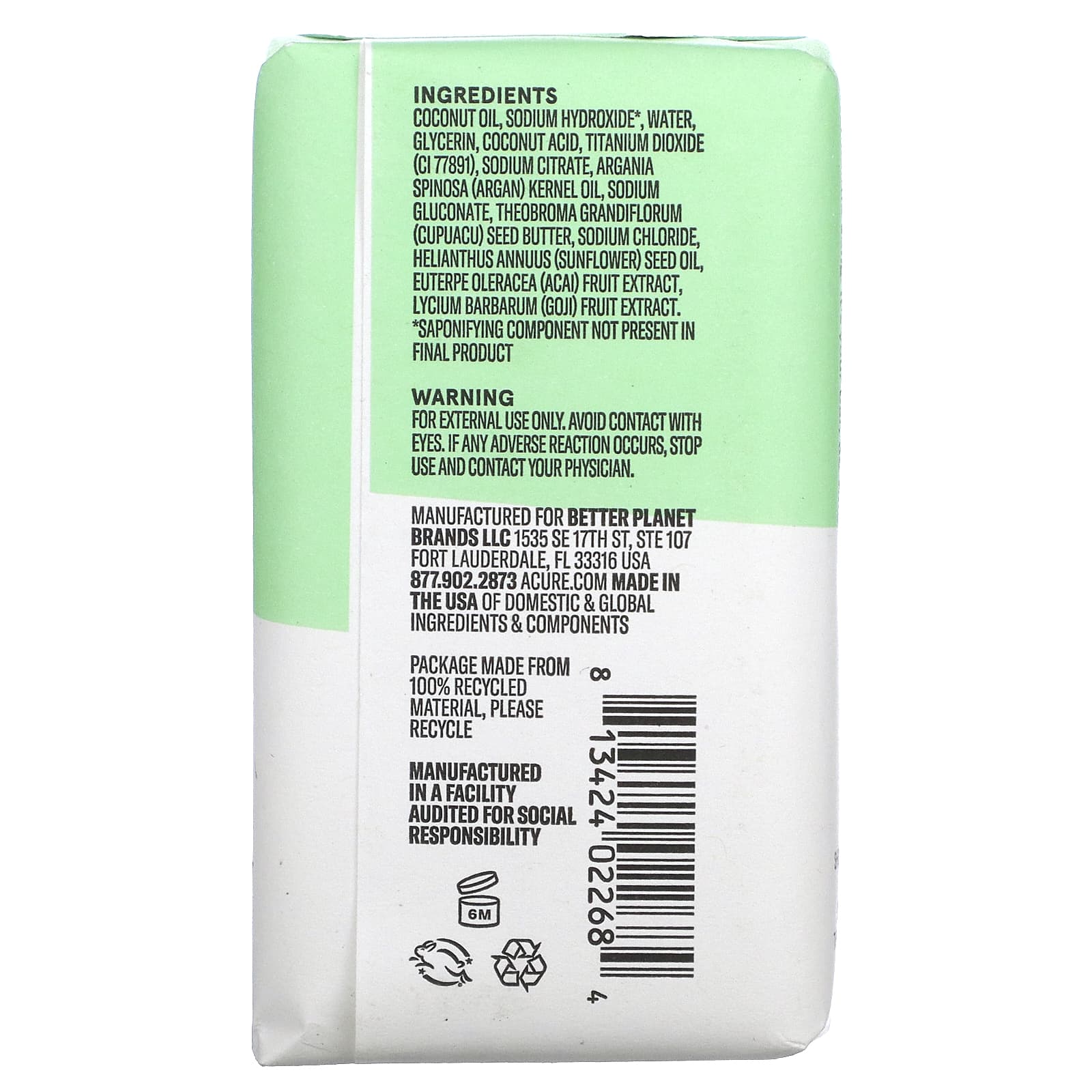 ACURE, Твердый шампунь с кокосом и арганой, 140 г (5 унций)