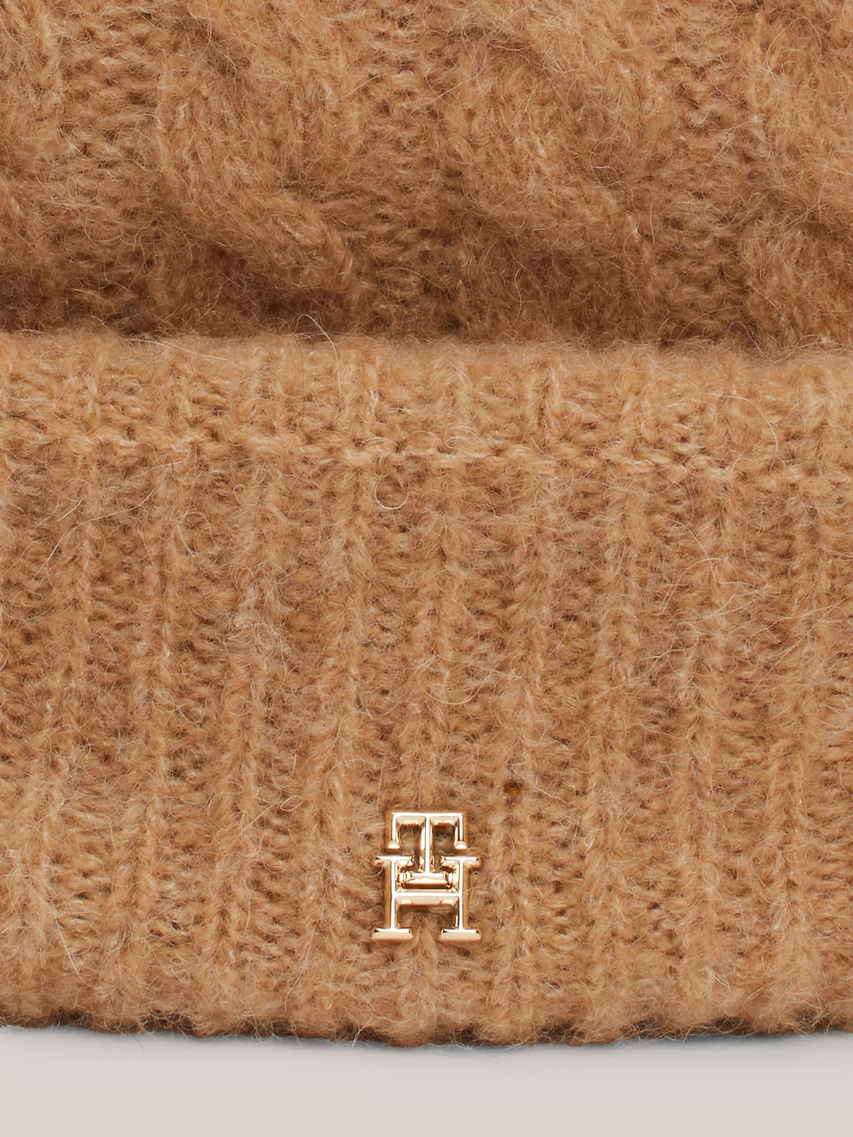 Женская шляпа Tommy Hilfiger, Шапка с узором "косы" из смеси альпаки с помпоном