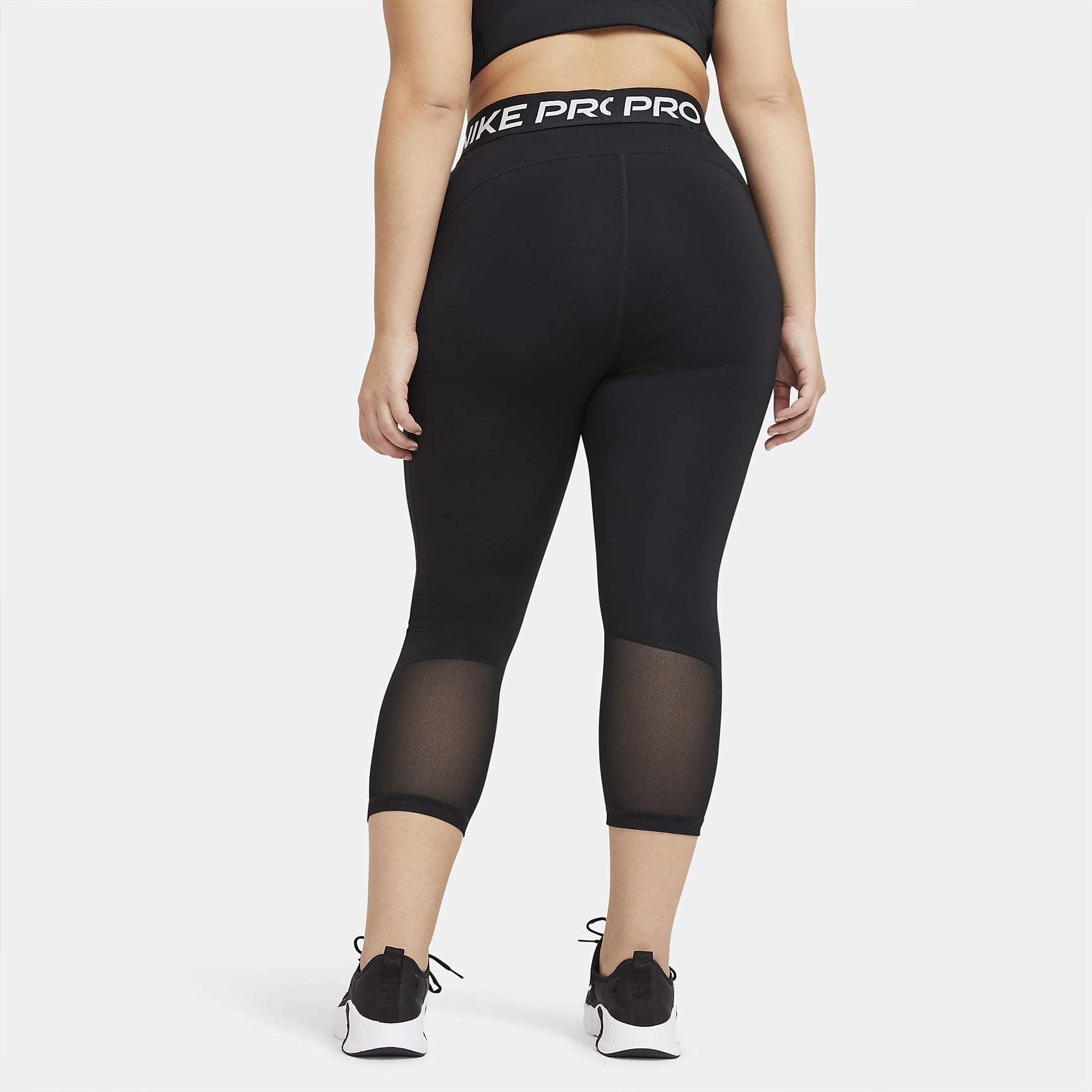 Nike Pro Women's Mid-Rise Crop Mesh-Panel Leggings (Plus Size)