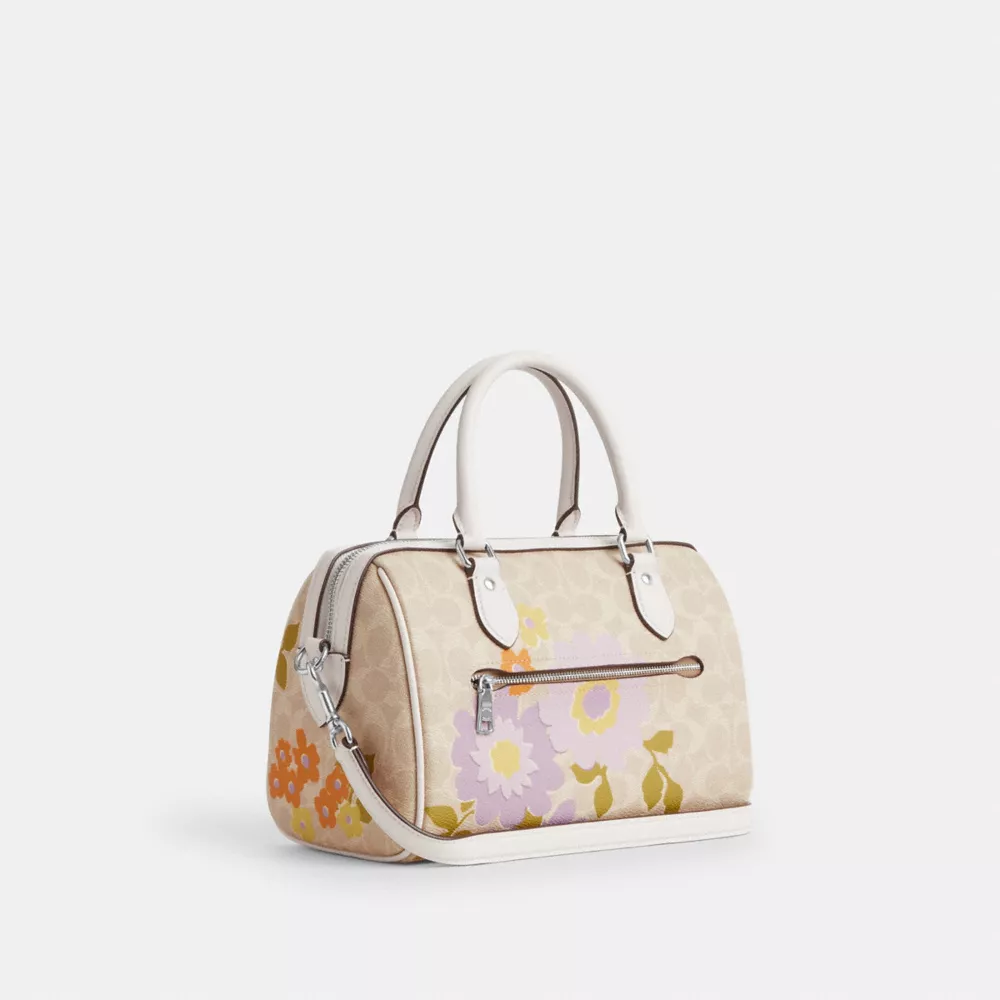 Сумка COACH Rowan Satchel Bag In Signature Canvas With Floral Print