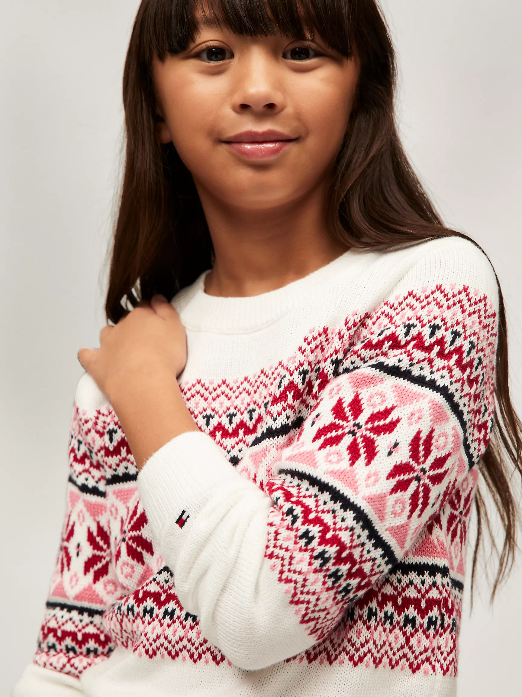 Свитер для девочки Tommy Hilfiger, Детский свитер с круглым вырезом и узором Fair Isle