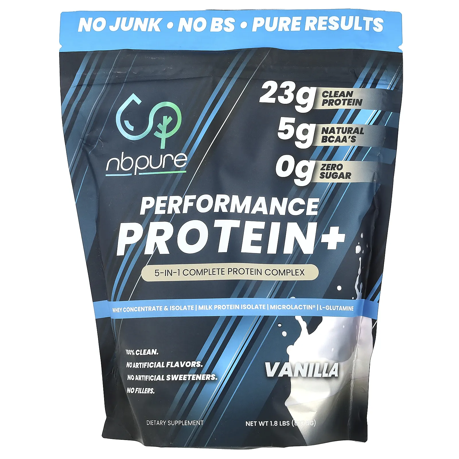 NB Pure, Performance Protein +, ваниль, 837,5 г (1,8 фунта)