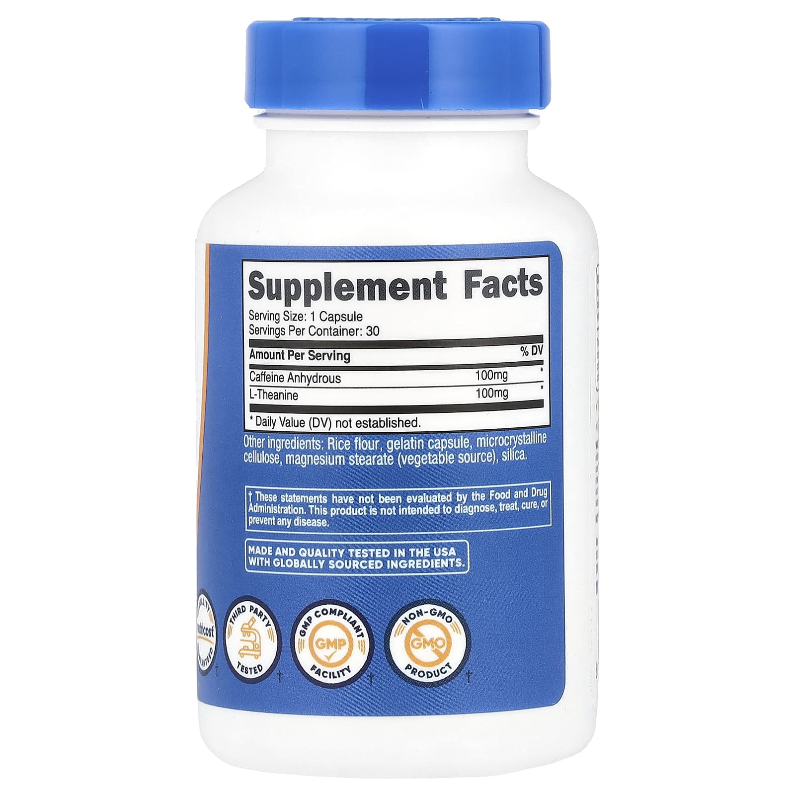 Nutricost, Кофеин с L-теанином`` 30 капсул