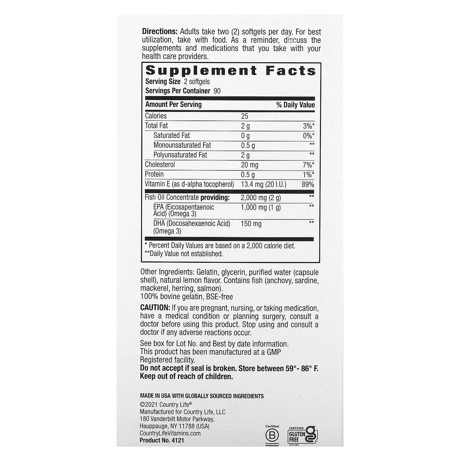 Country Life, Omega 3 Mood, с натуральным вкусом лимона, 180 мягких желатиновых капсул