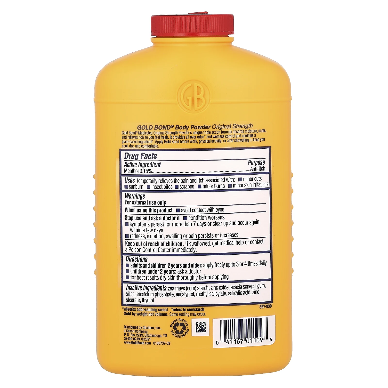 Gold Bond, пудра для тела, уникальная формула тройного действия, естественная сила действия, 283 г (10 унций)