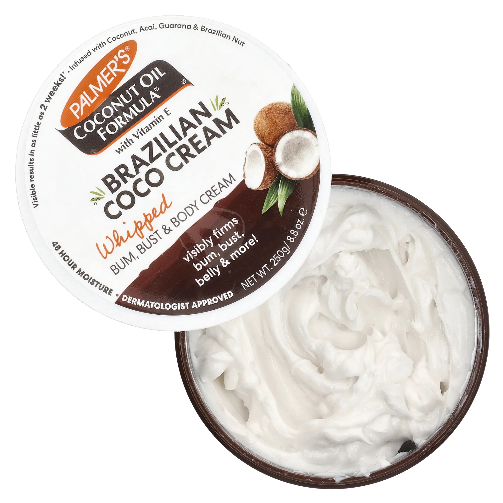 Palmer's, Coconut Oil Formula® с витамином E, бразильский кокосовый крем, взбитый, 250 г (8,8 унции)