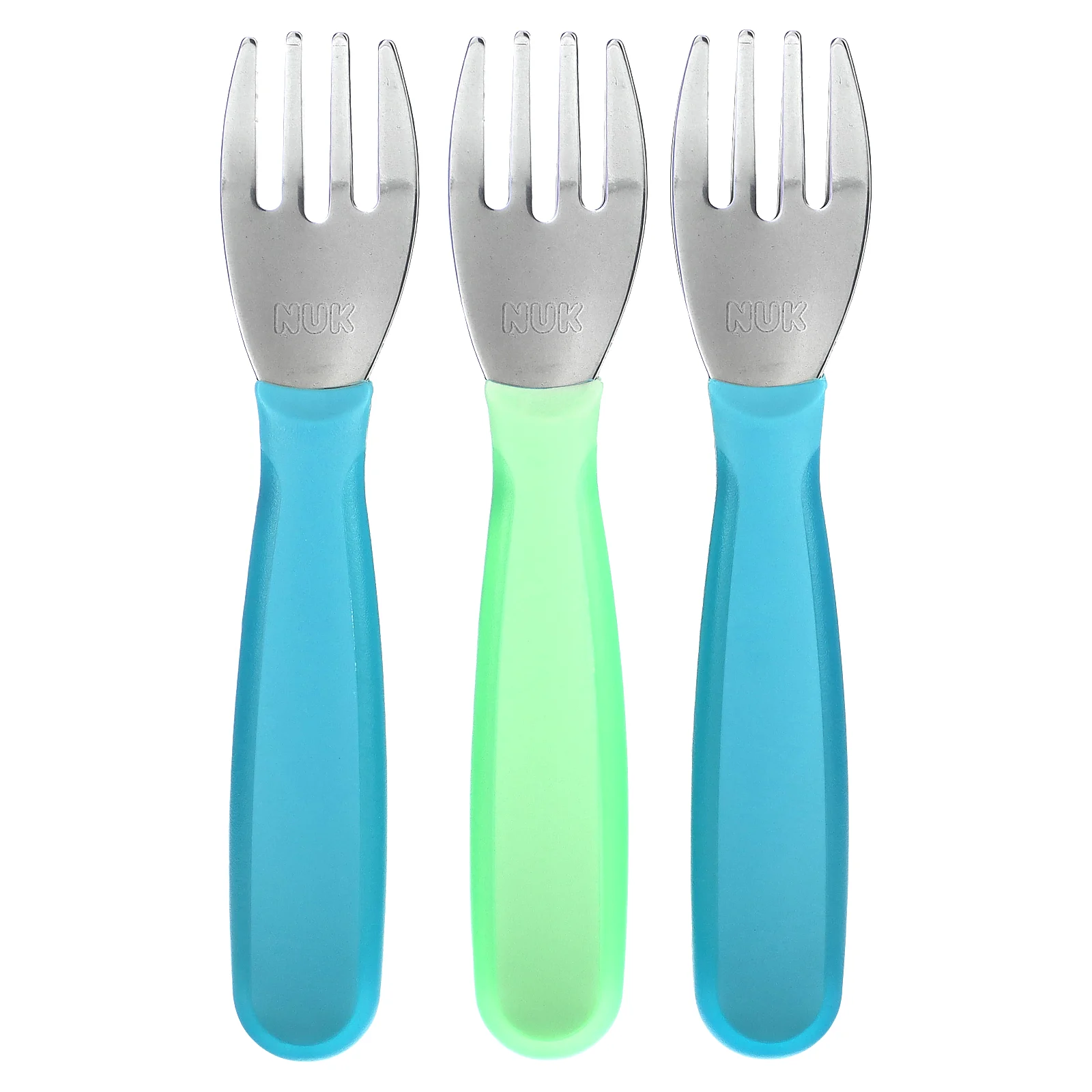 NUK, Набор вилок для столовых приборов Kiddy, для детей от 18 месяцев, синий и зеленый, 3 шт.