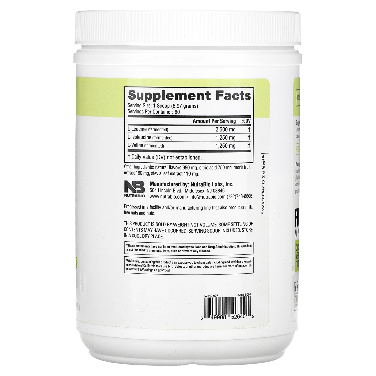 NutraBio, BCAA 5000, лимонад, 418 г (0,9 фунта 14,8 унции)