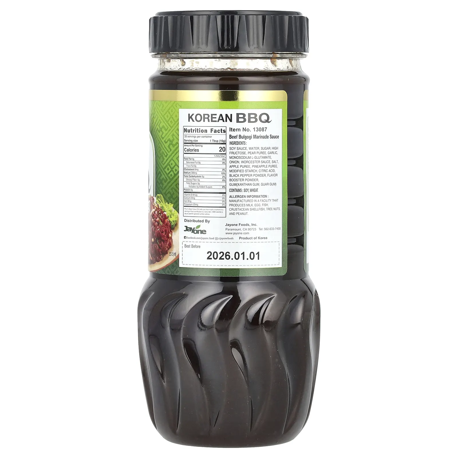 Jayone, Корейский соус для барбекю, маринад из говядины булгоги, 500 г (17 жидк. Унций)