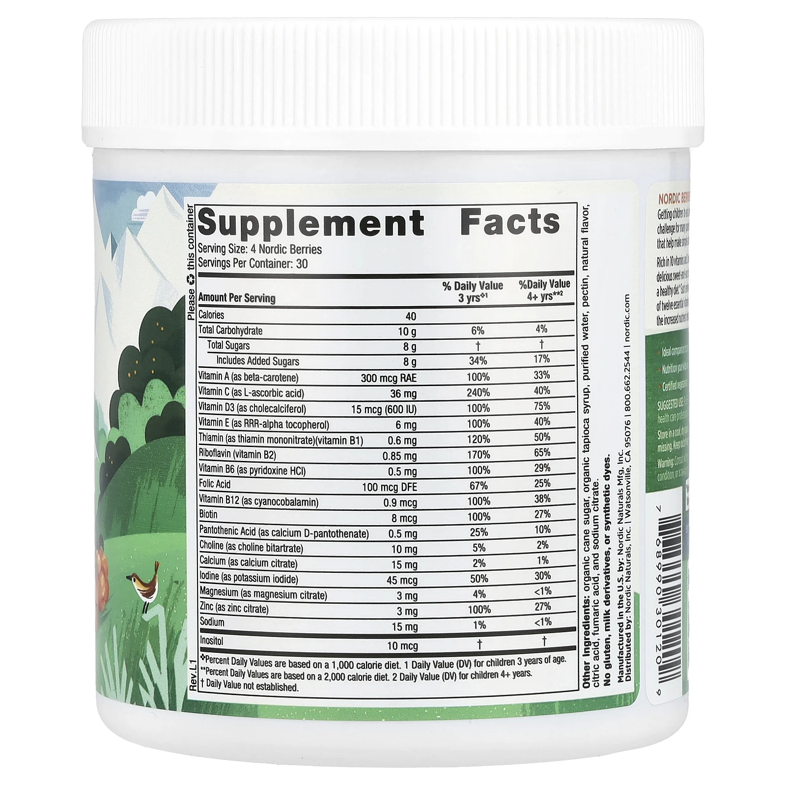 Nordic Naturals, Nordic Berries, мультивитаминные жевательные таблетки, для детей от 3 лет, оригинальный вкус, 120 жевательных таблеток