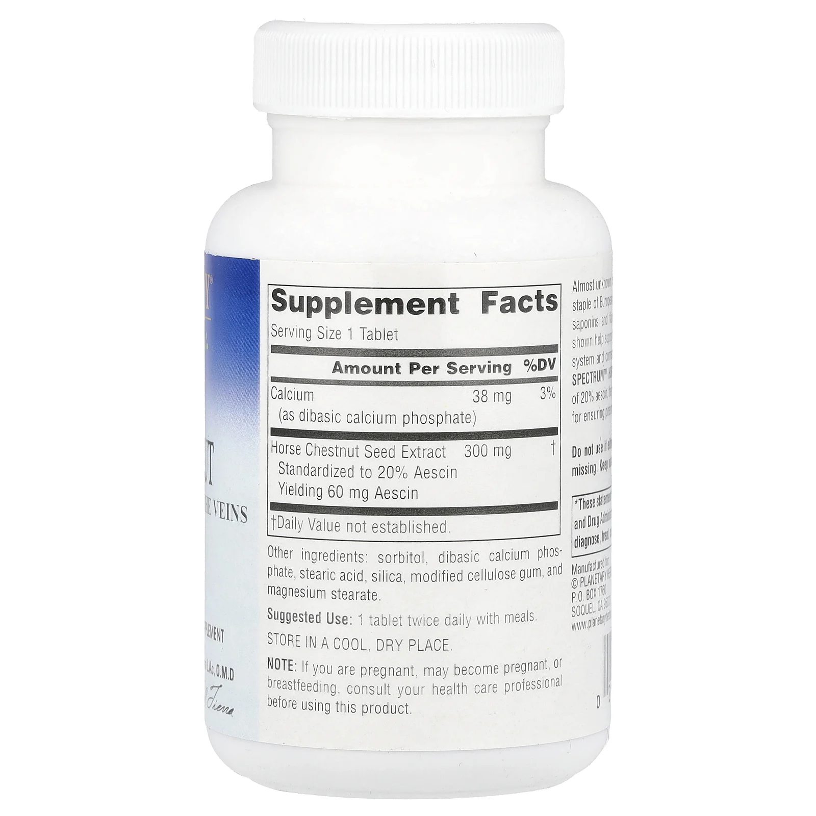 Planetary Herbals, конский каштан полного спектра, 300 мг, 120 таблеток