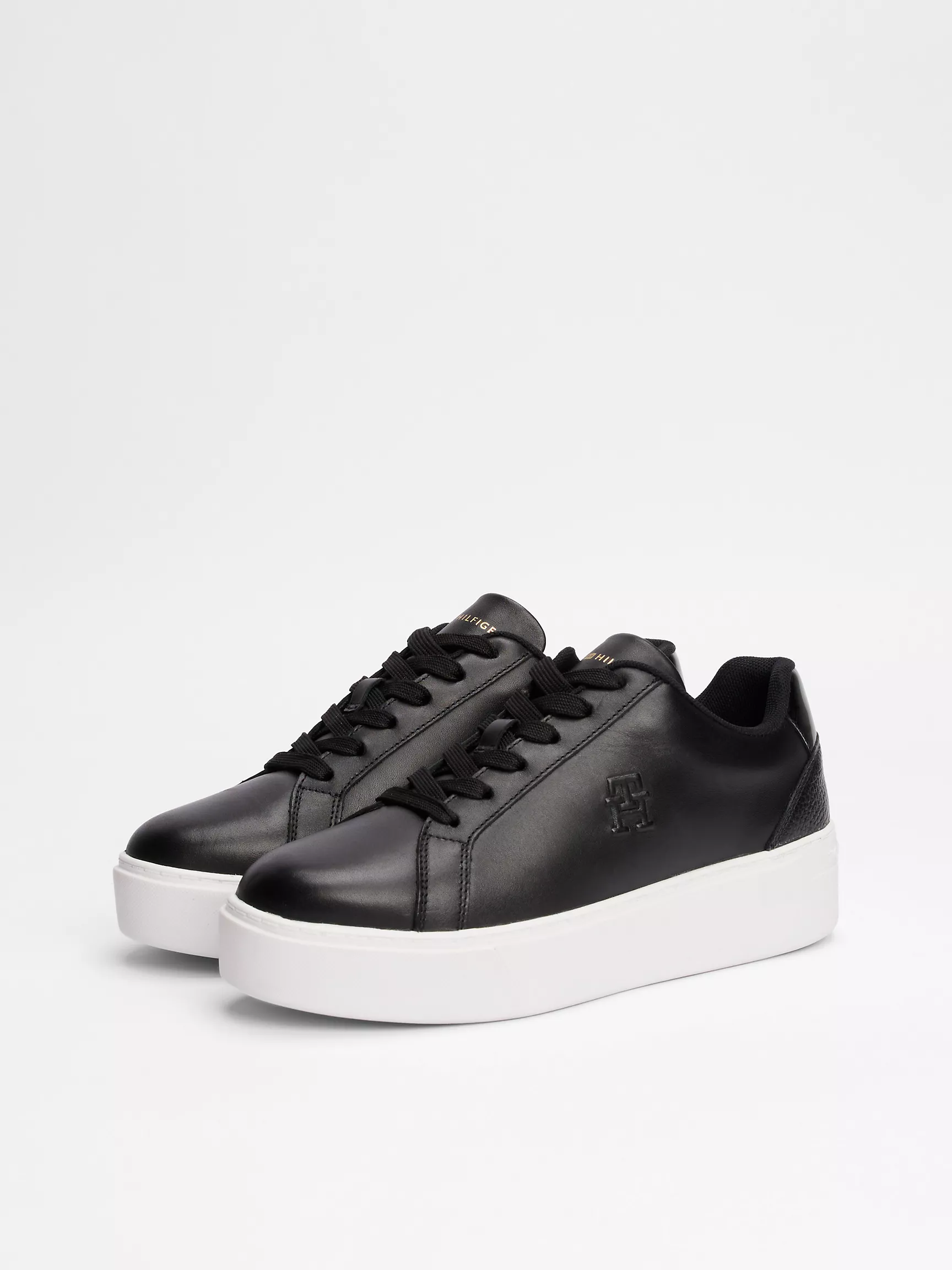 Женские кроссовки Tommy Hilfiger, Кожаные кеды на платформе с монограммным узором