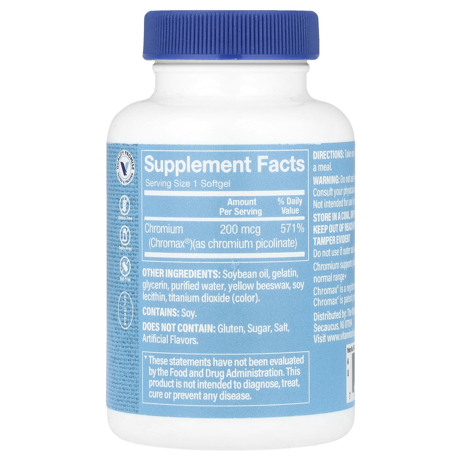 The Vitamin Shoppe, Chromax® пиколинат хрома, 200 мкг, 300 мягких таблеток