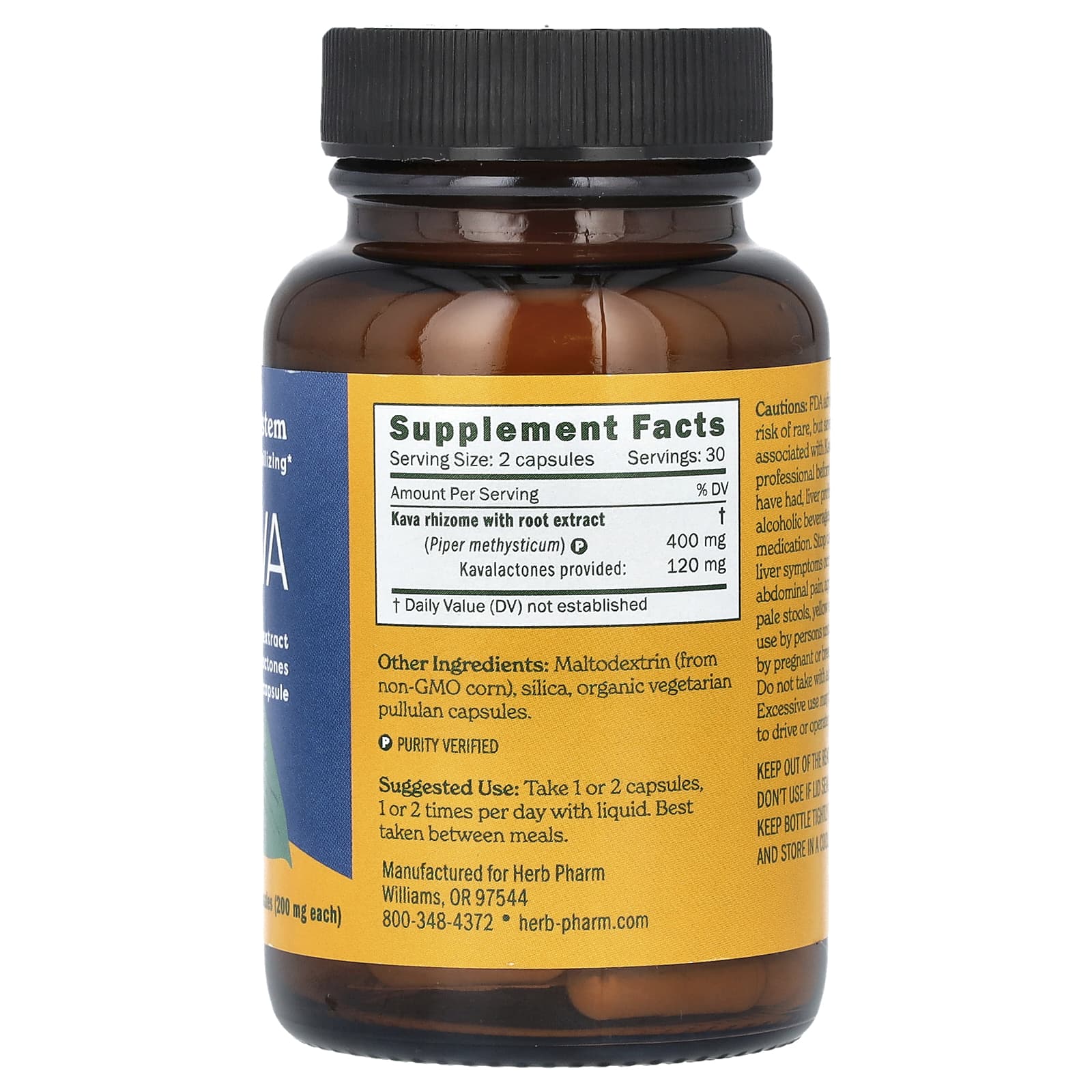 Herb Pharm, кава, 400 мг, 60 вегетарианских капсул (200 мг в 1 капсуле)