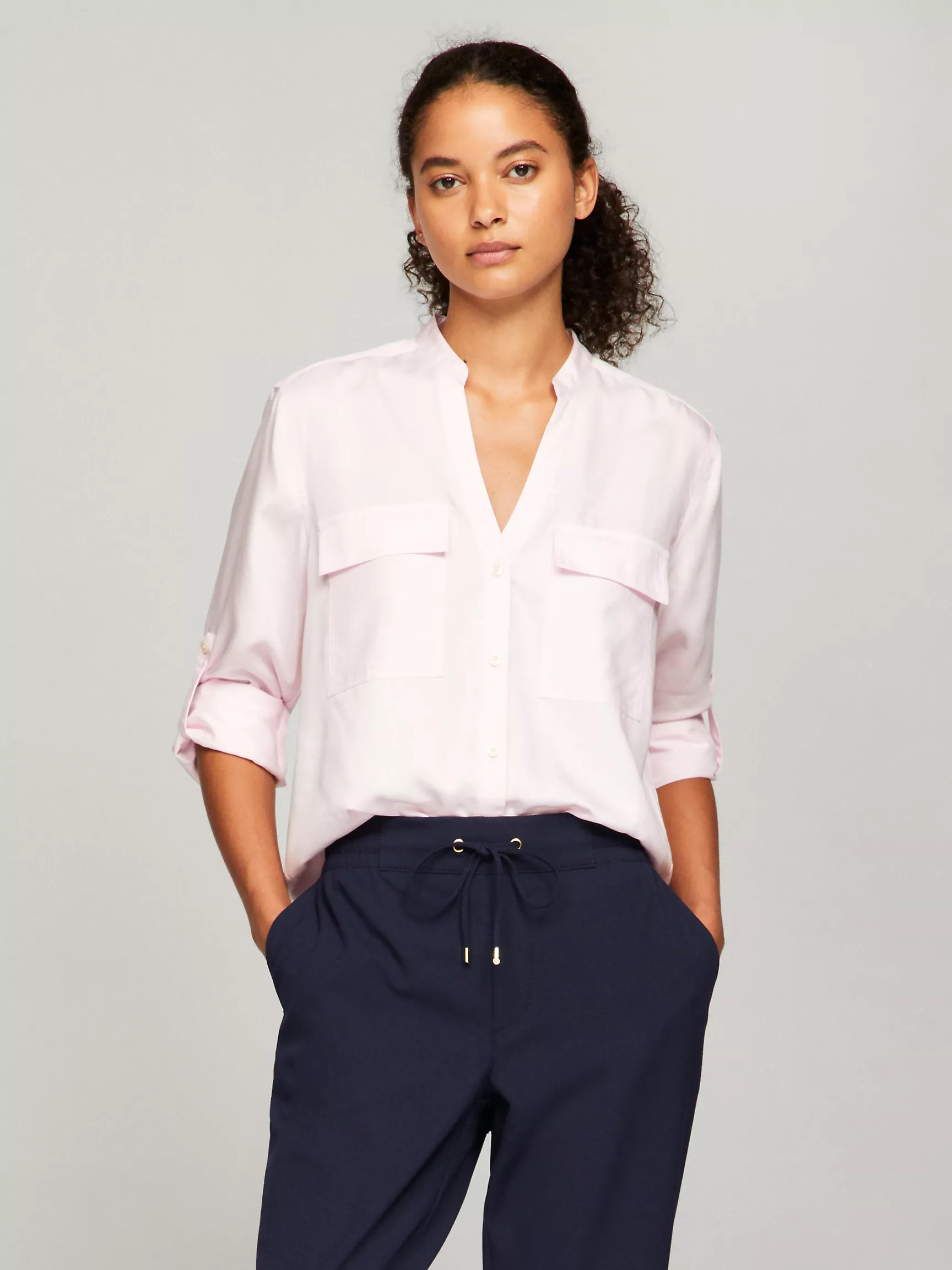 Женская рубашка Tommy Hilfiger, Свободная рубашка в стиле Utility с длинными рукавами