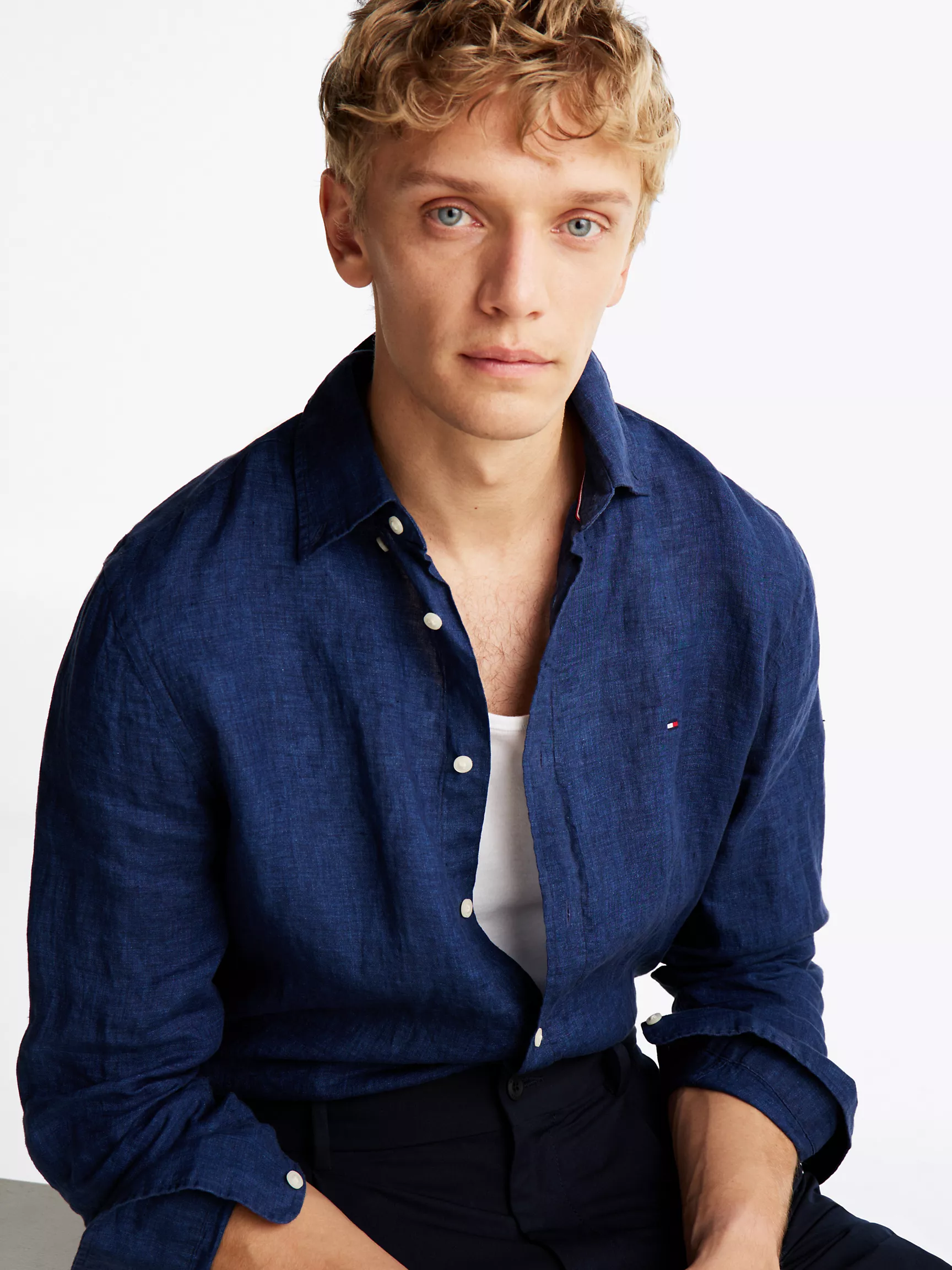 Мужская рубашка Tommy Hilfiger, Стандартная рубашка из окрашенного льна