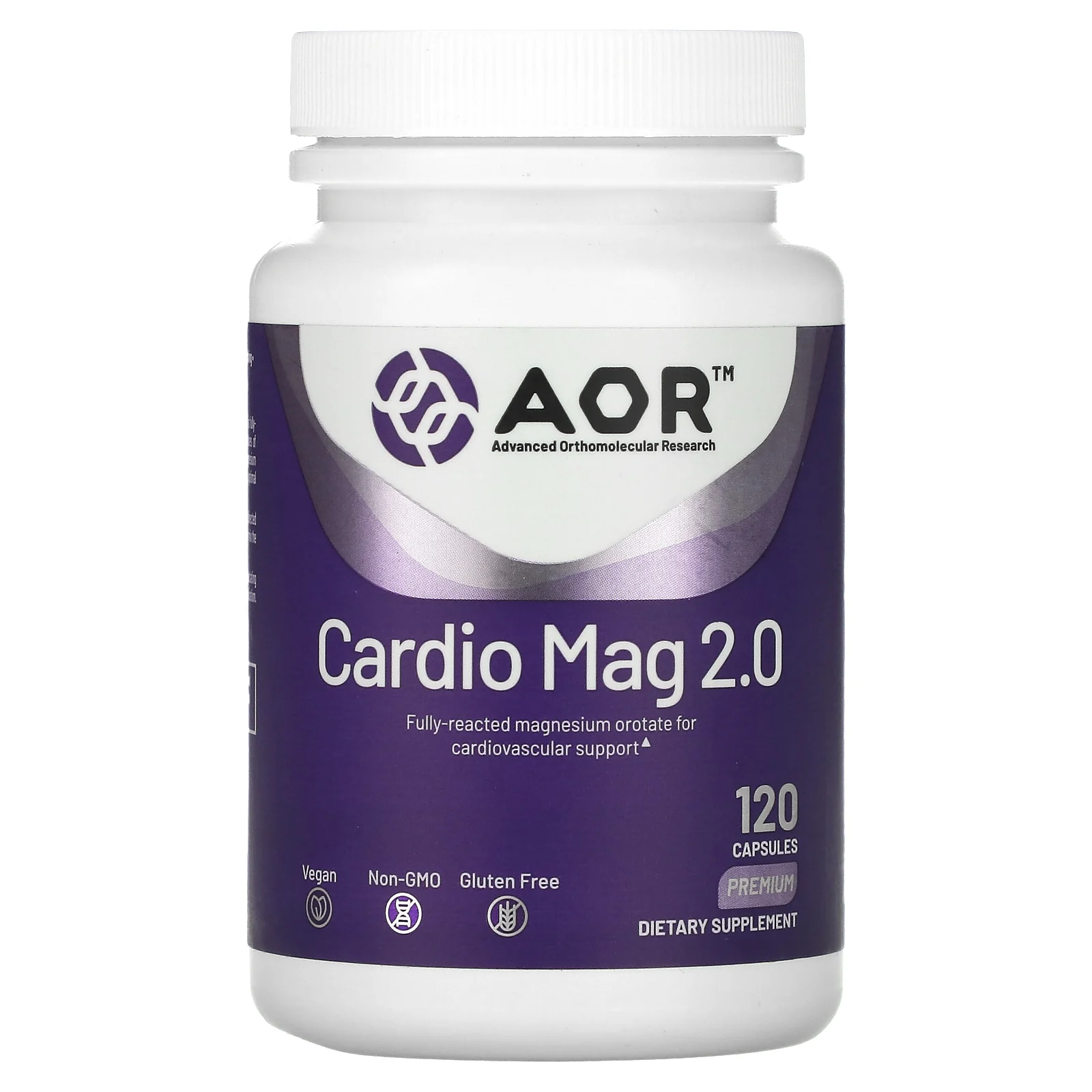 Advanced Orthomolecular Research AOR, Cardio Mag 2.0, 120 растительных капсул