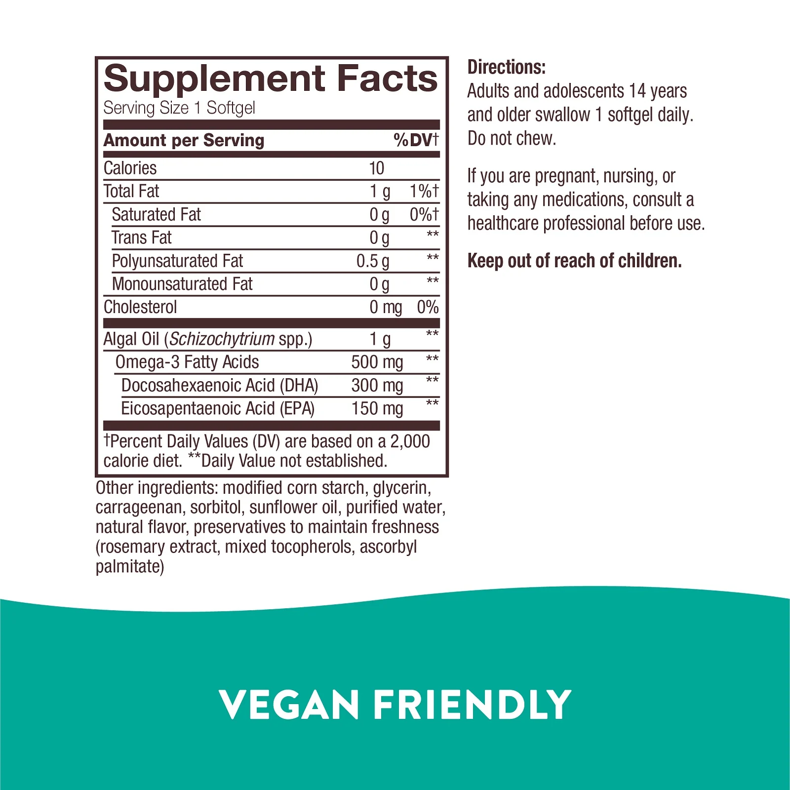 Nature's Way, NutraVege, омега-3 растительного происхождения, 500 мг, 30 мягких таблеток