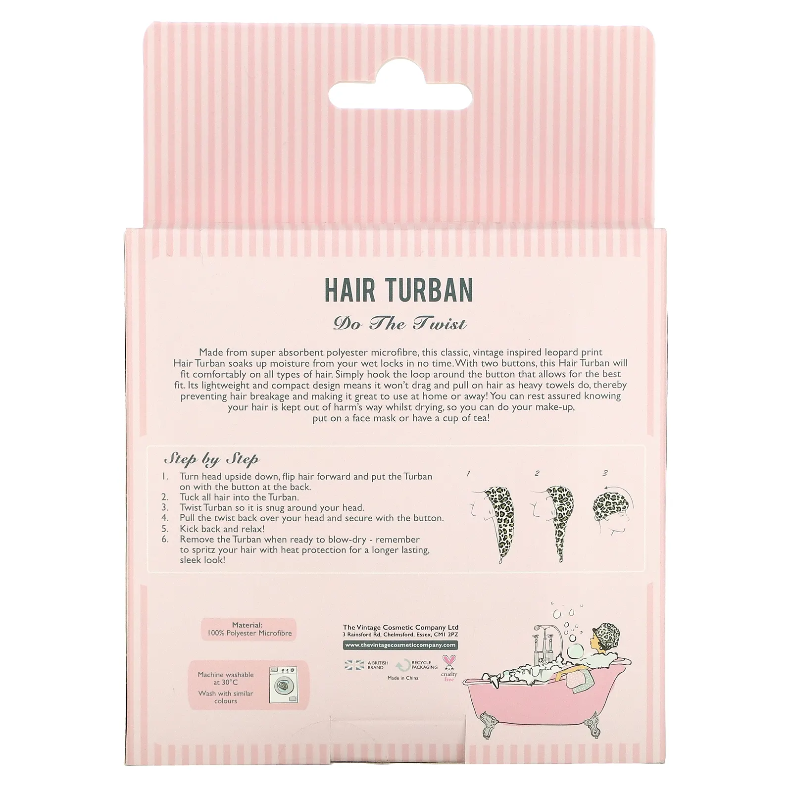 The Vintage Cosmetic Company, Тюрбан для волос, леопардовый, 1 шт.