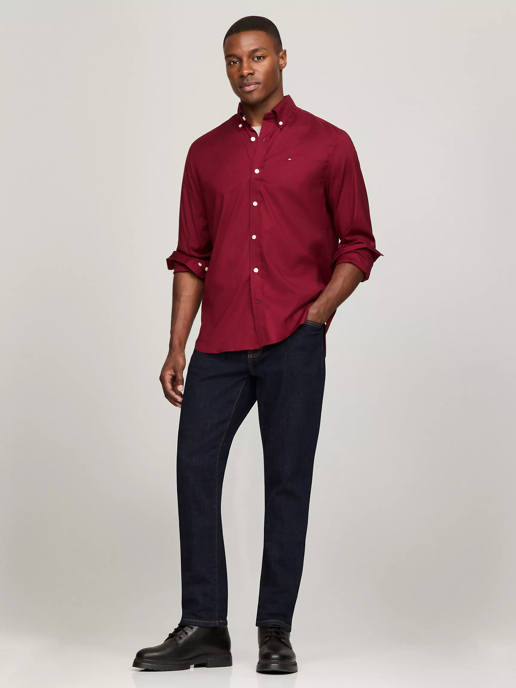 Мужская рубашка Tommy Hilfiger, Эластичная рубашка из поплина стандартного кроя