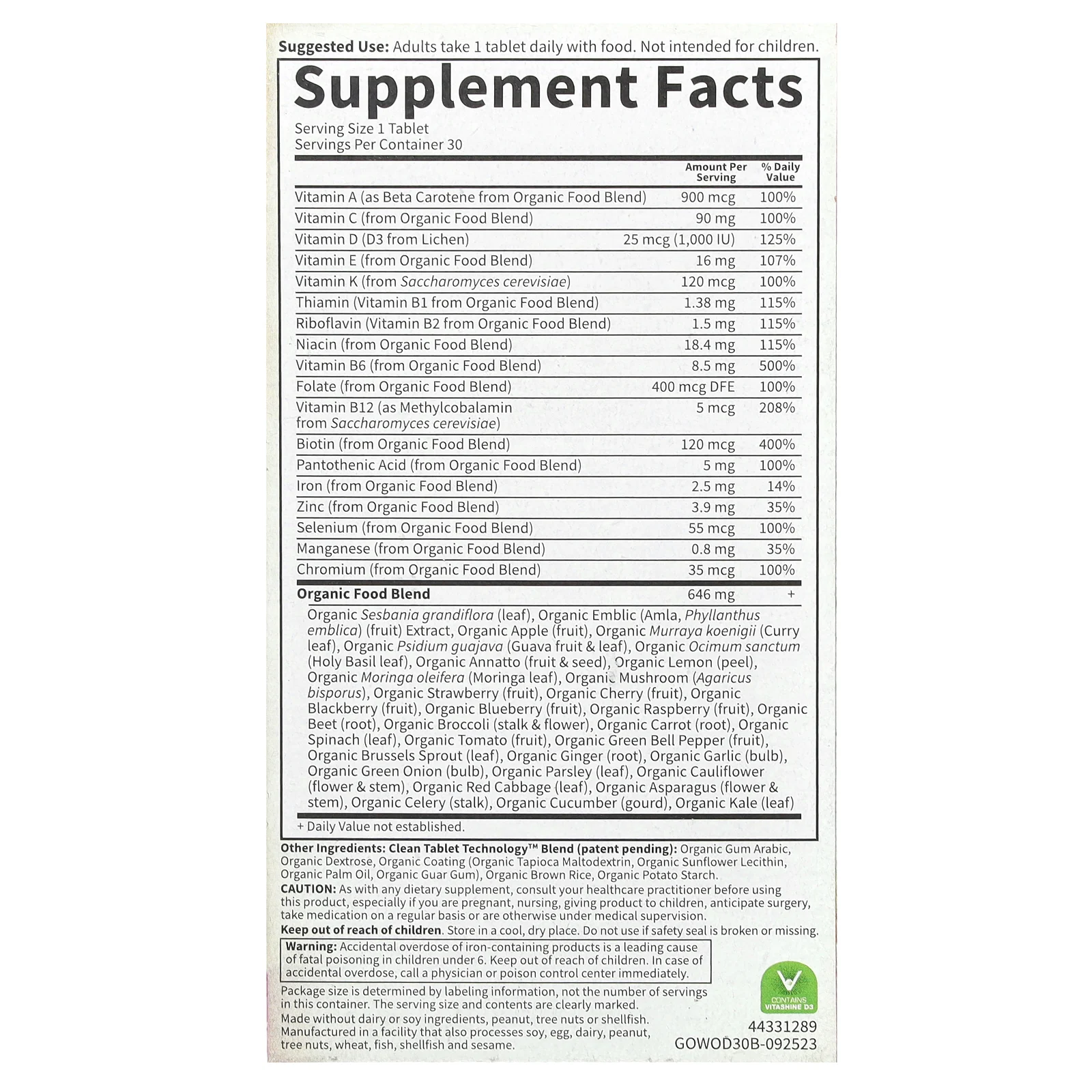 Garden of Life, MyKind Organics, мультивитамины для женщин для приема один раз в день, 30 веганских таблеток