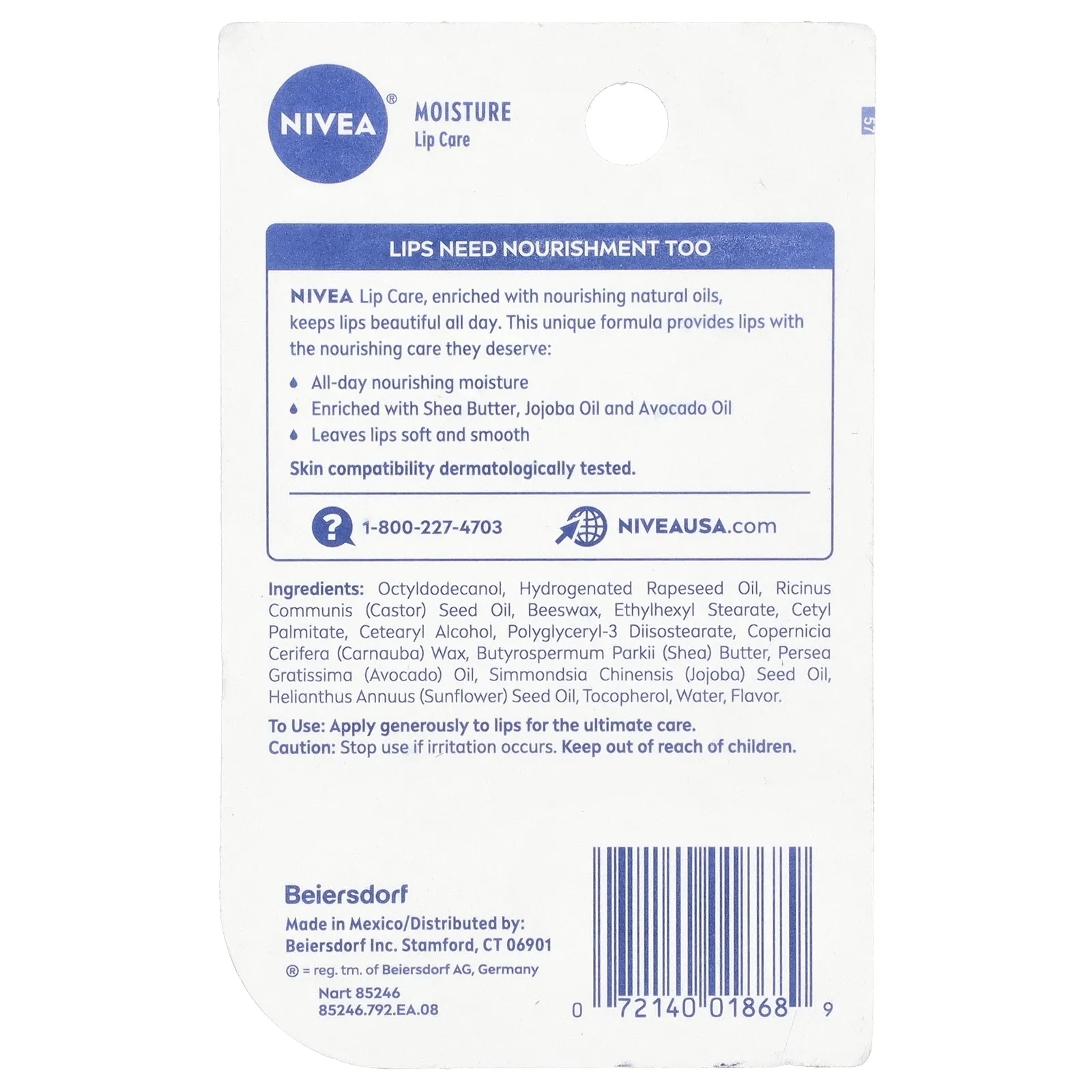 Nivea, Увлажняющее средство для губ, 2 стика, по 4,8 г (0,17 унции)