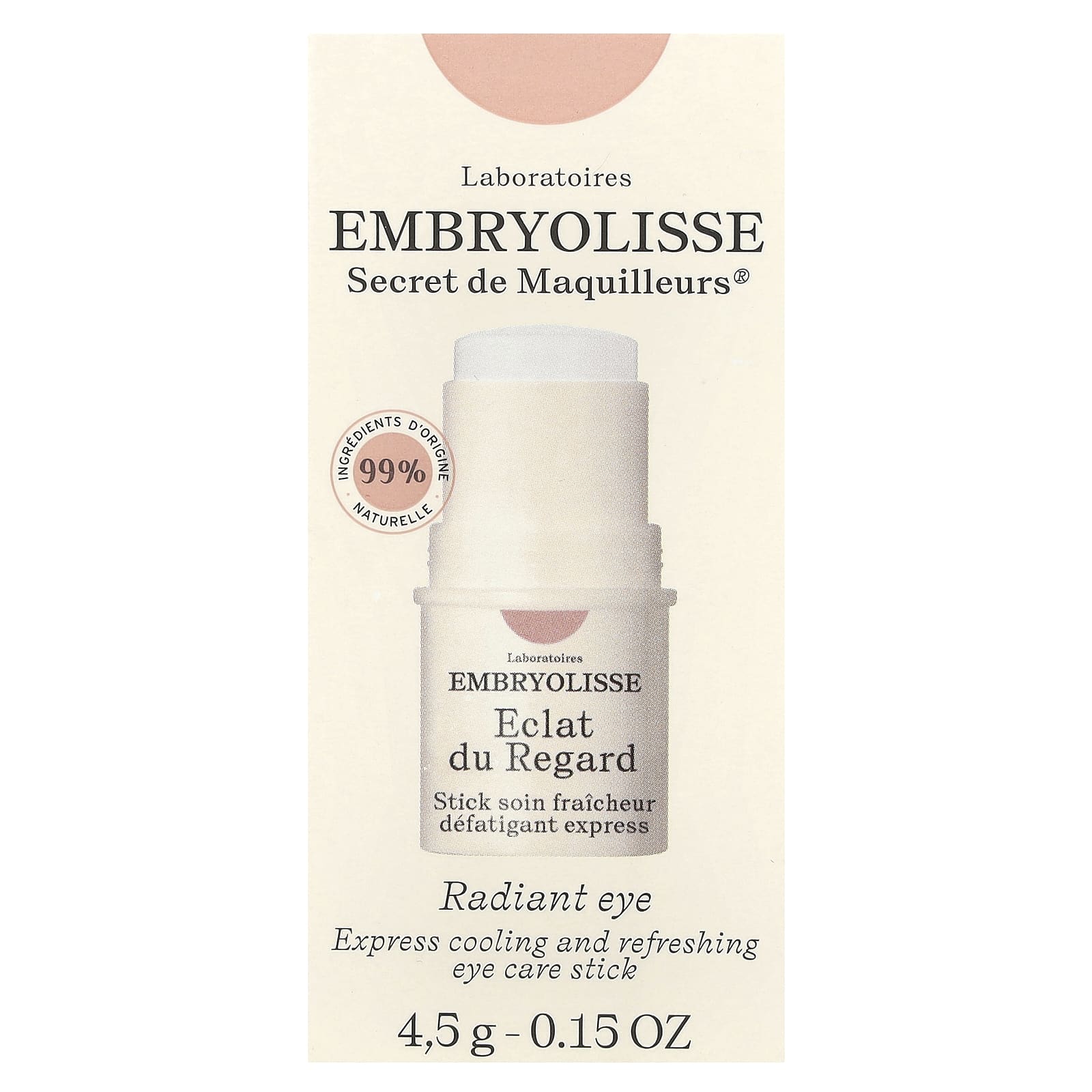 Embryolisse, Radiant Eye, экспресс-стик для ухода за кожей вокруг глаз, с охлаждающим и освежающим эффектом, 4,5 г (0,15 унции)