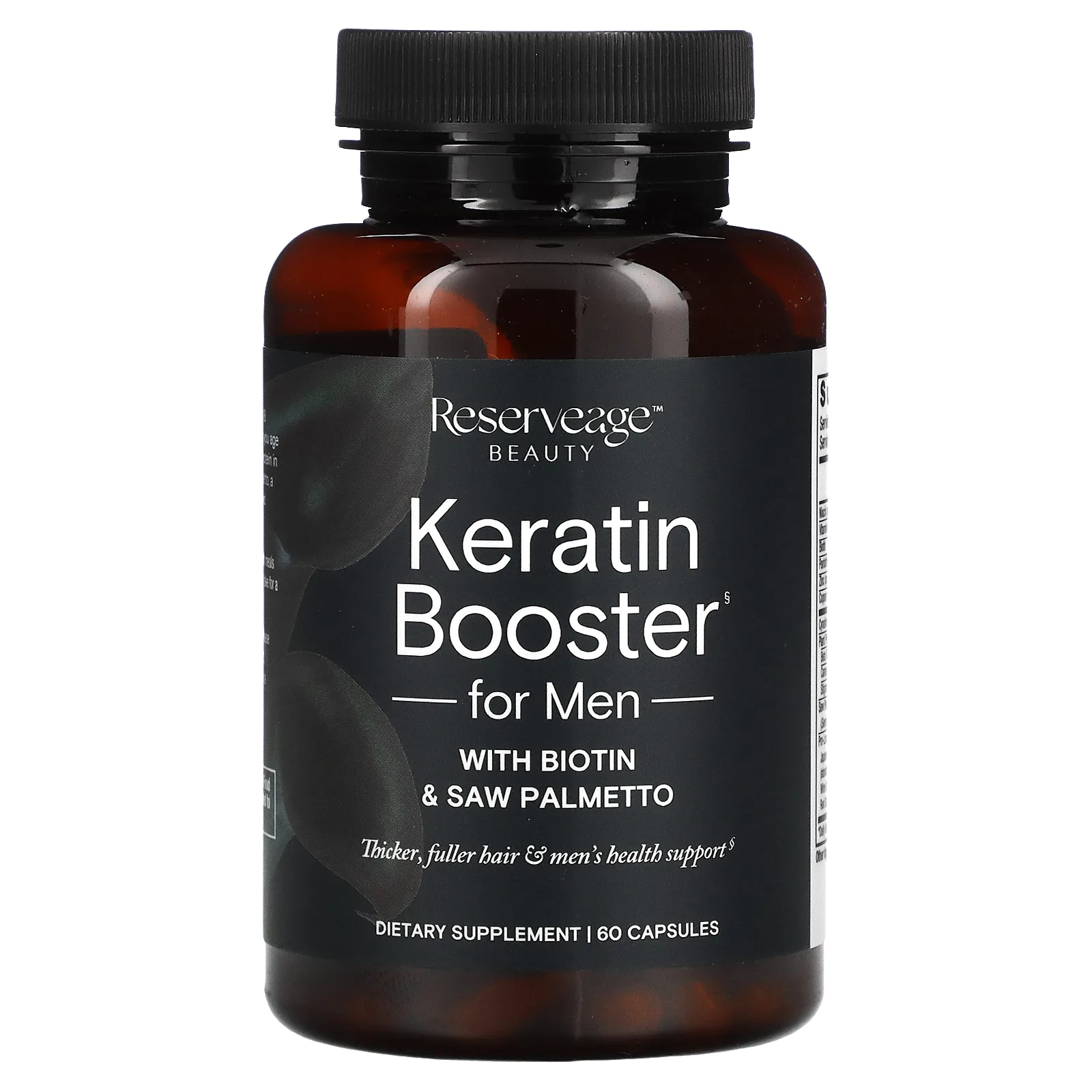 Reserveage Beauty, Keratin Booster для мужчин, с биотином и сереноей, 60 капсул