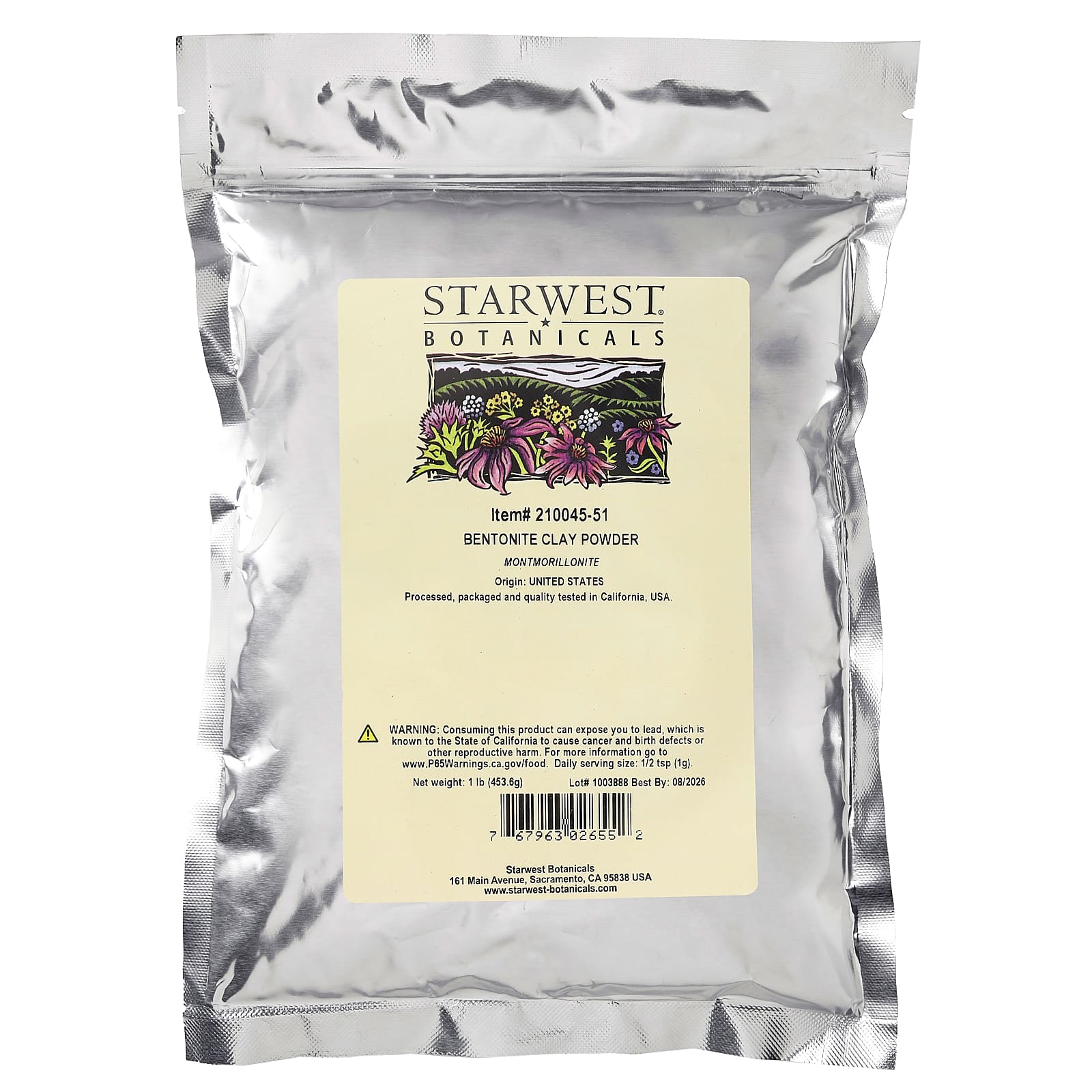 Starwest Botanicals, Порошок из бентонитовой глины, 453,6 г (1 фунт)