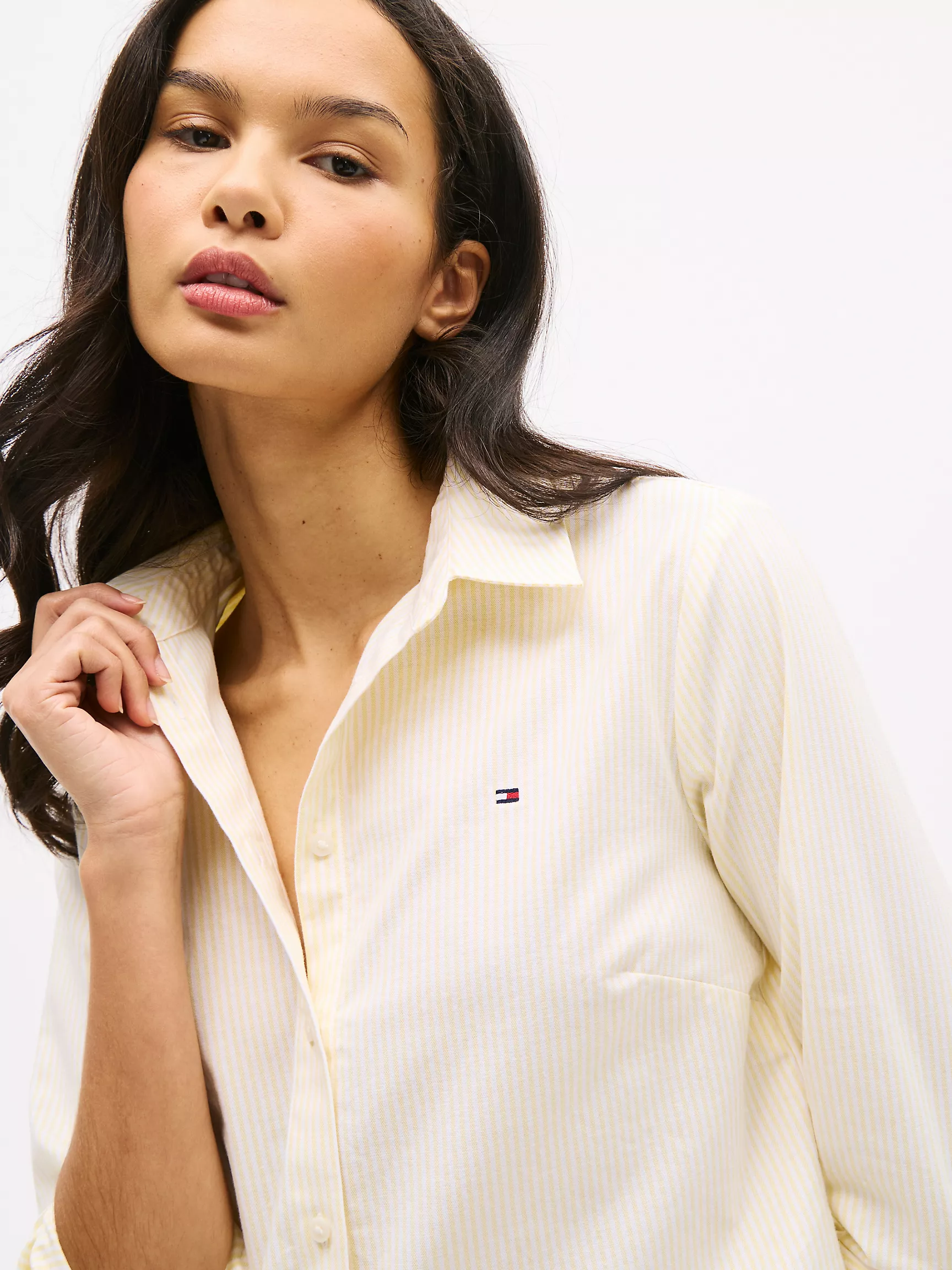 Женская рубашка Tommy Hilfiger, Полосатая эластичная оксфордская рубашка стандартного кроя