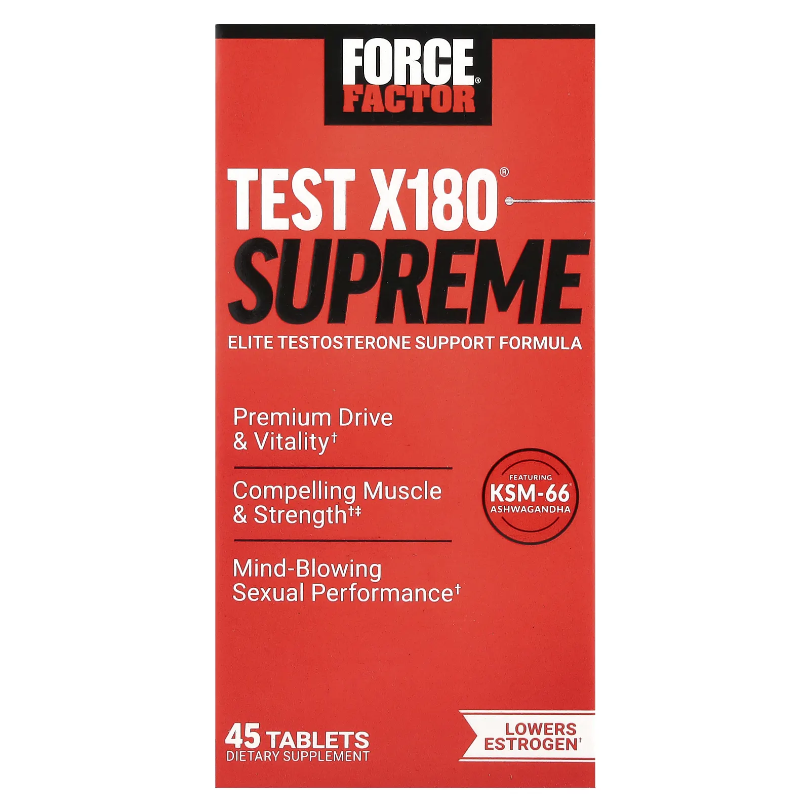 Force Factor, Alpha King Supreme, элитный бустер тестостерона, 45 таблеток