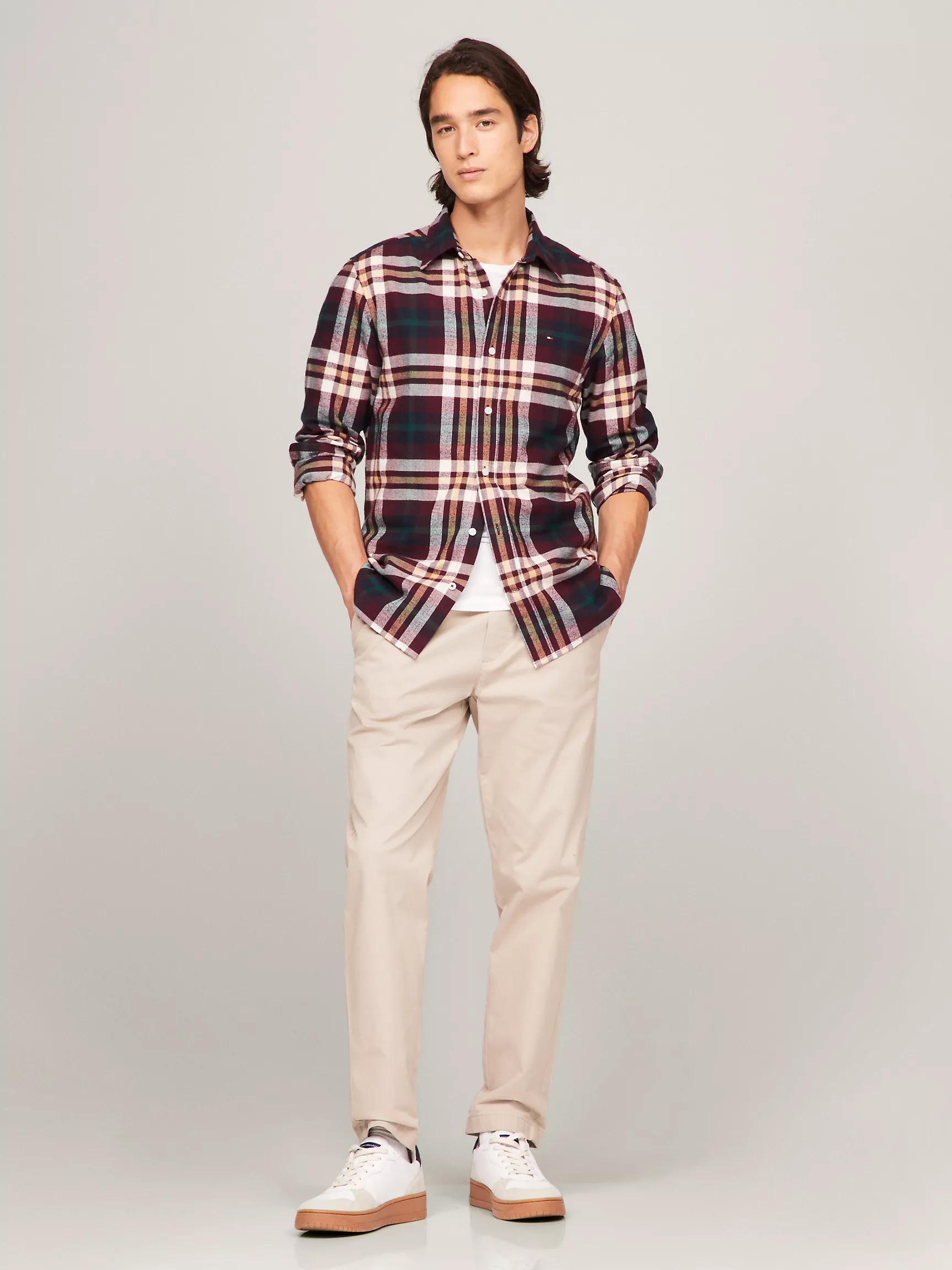 Мужская рубашка Tommy Hilfiger, Фланелевая рубашка в клетку и стиле colorblock стандартного кроя