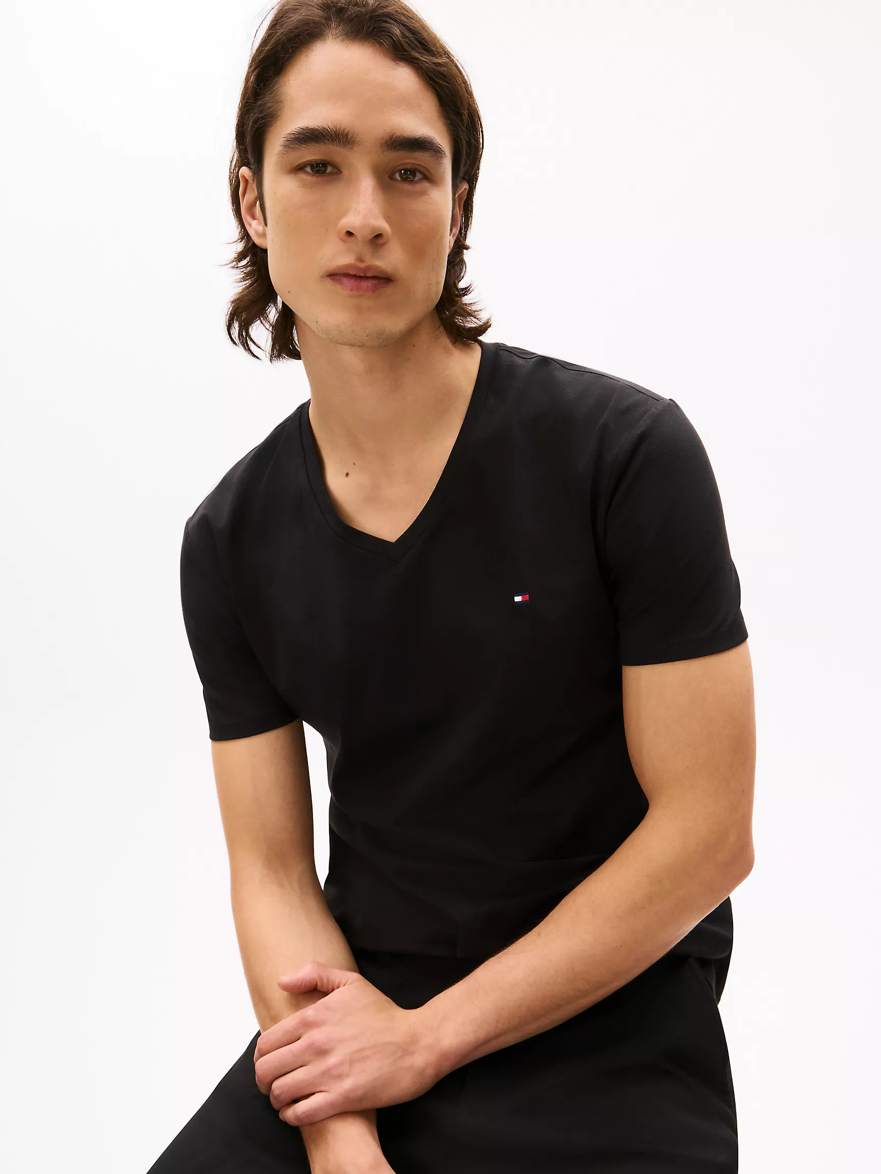 Мужская футболка Tommy Hilfiger, Приталенная футболка с V-образным вырезом